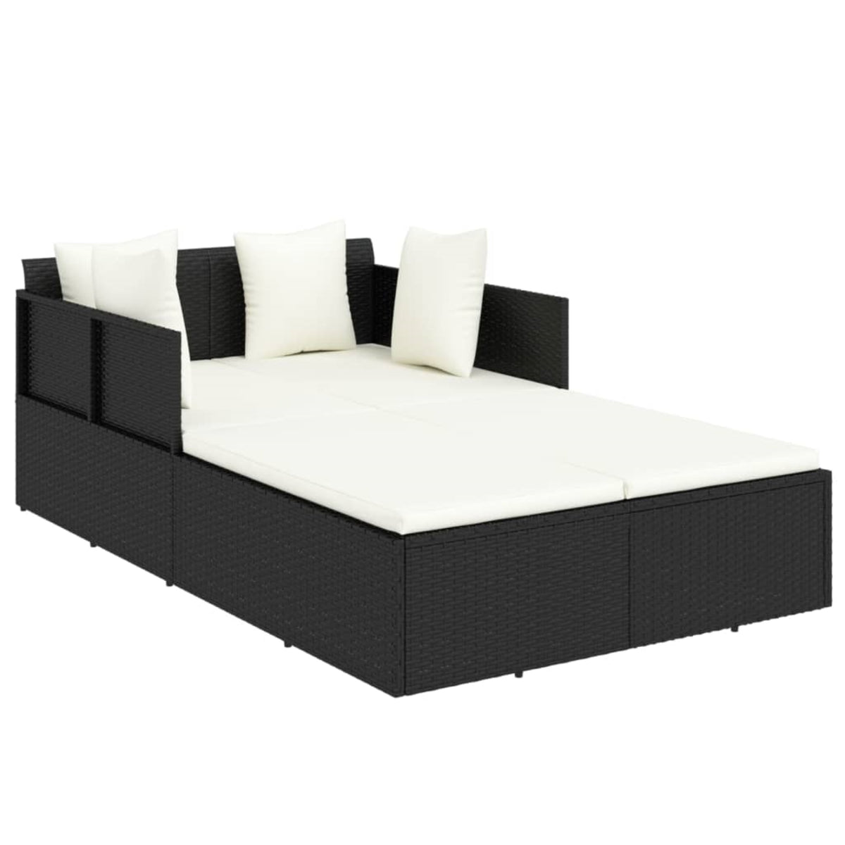 Vidaxl Sunbed With Cushions Black 71.7'X46.5'X24.8' Poly Rattan