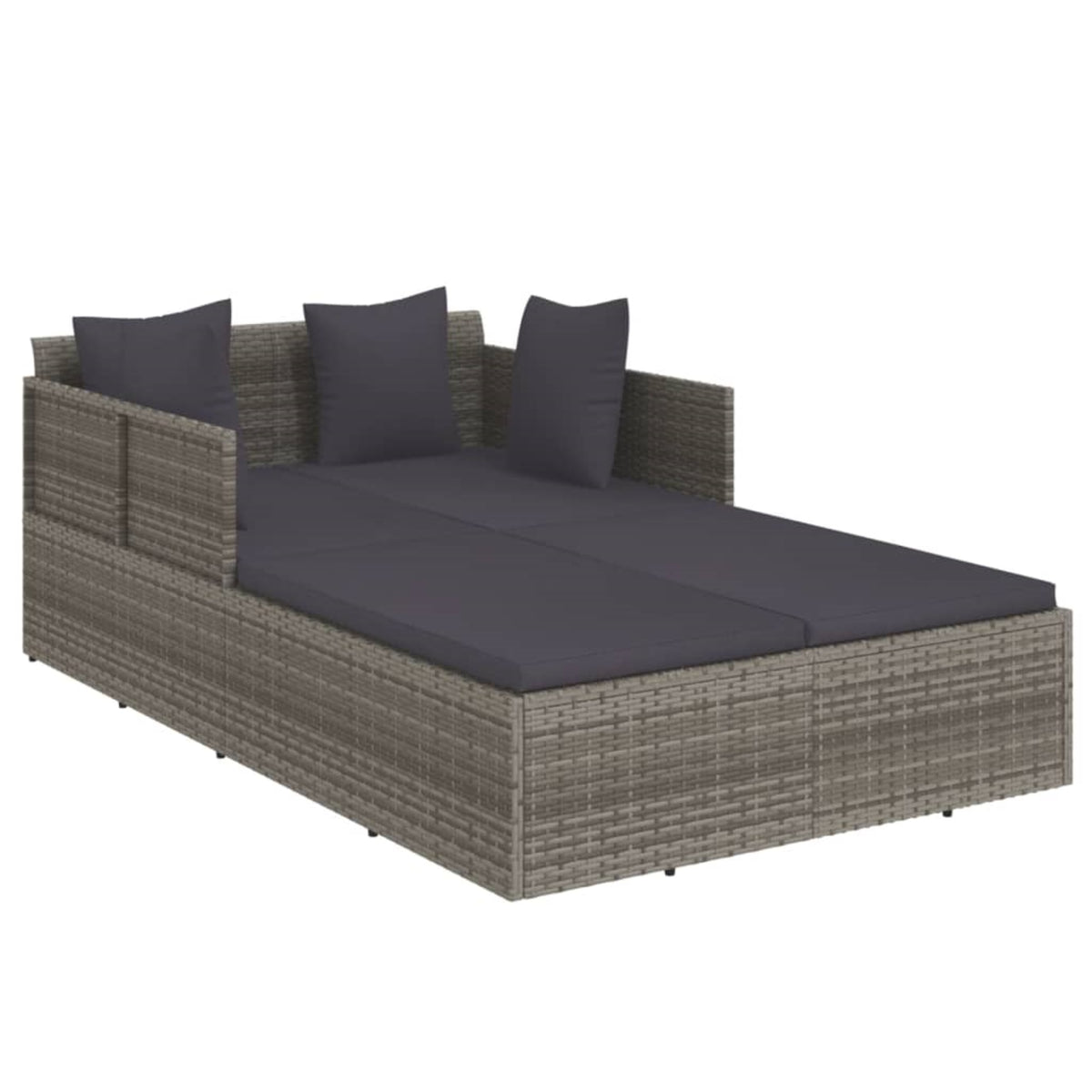 Vidaxl Sunbed With Cushions Gray 71.7'X46.5'X24.8' Poly Rattan
