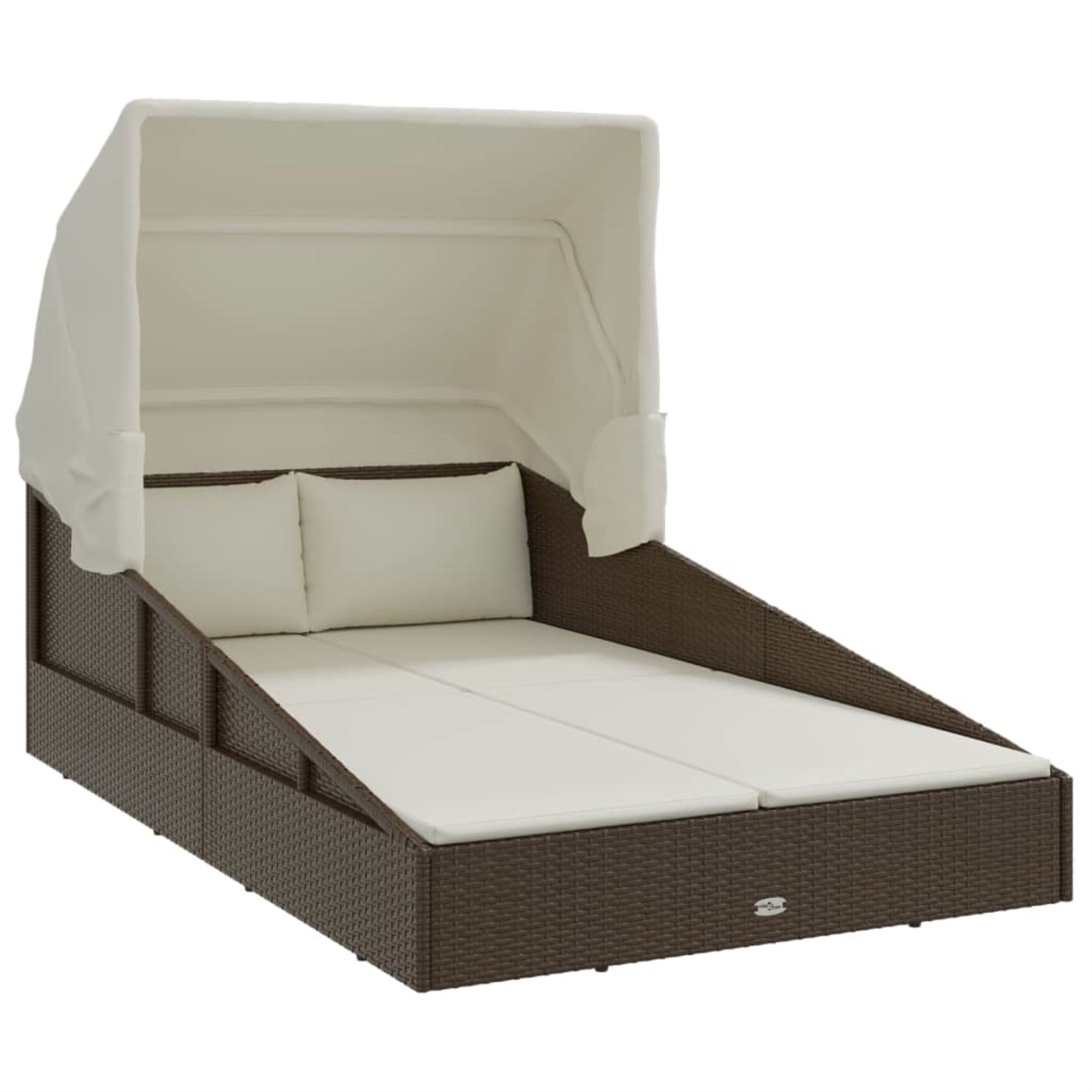 Vidaxl Sunbed With Foldable Roof Brown 78.7'X44.9'X50.4' Poly Rattan