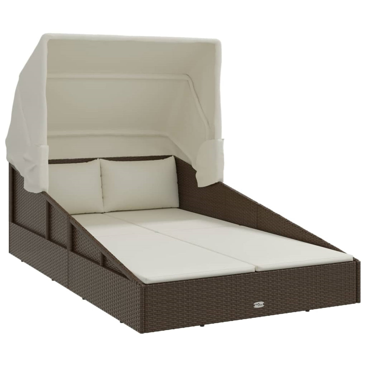 Vidaxl Sunbed With Foldable Roof Brown 78.7'X44.9'X50.4' Poly Rattan