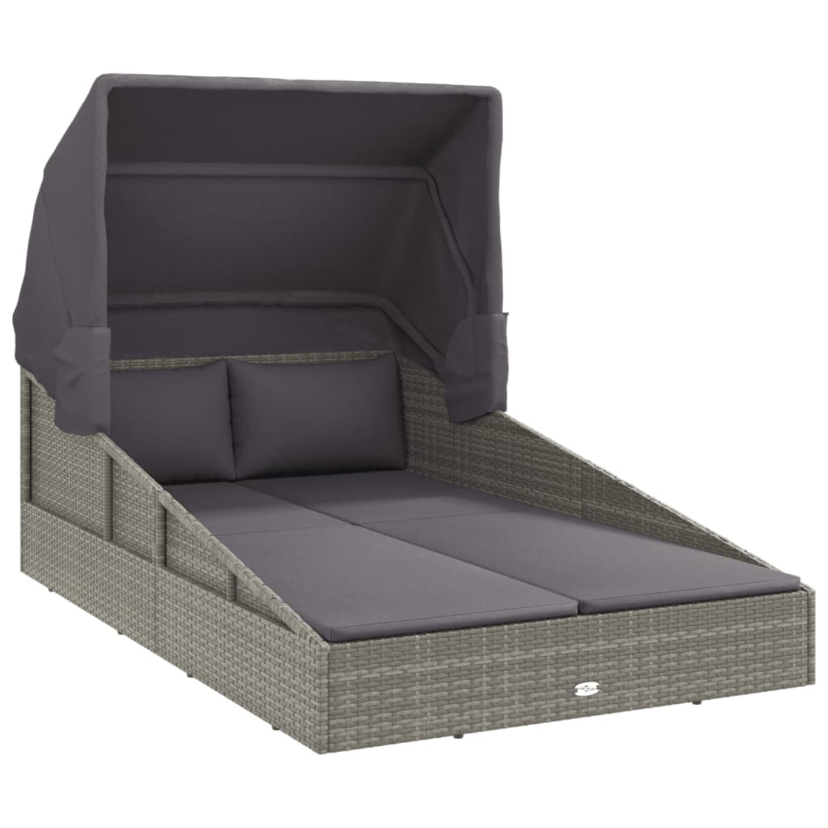 Vidaxl Sunbed With Foldable Roof Gray 78.7'X44.9'X50.4' Poly Rattan
