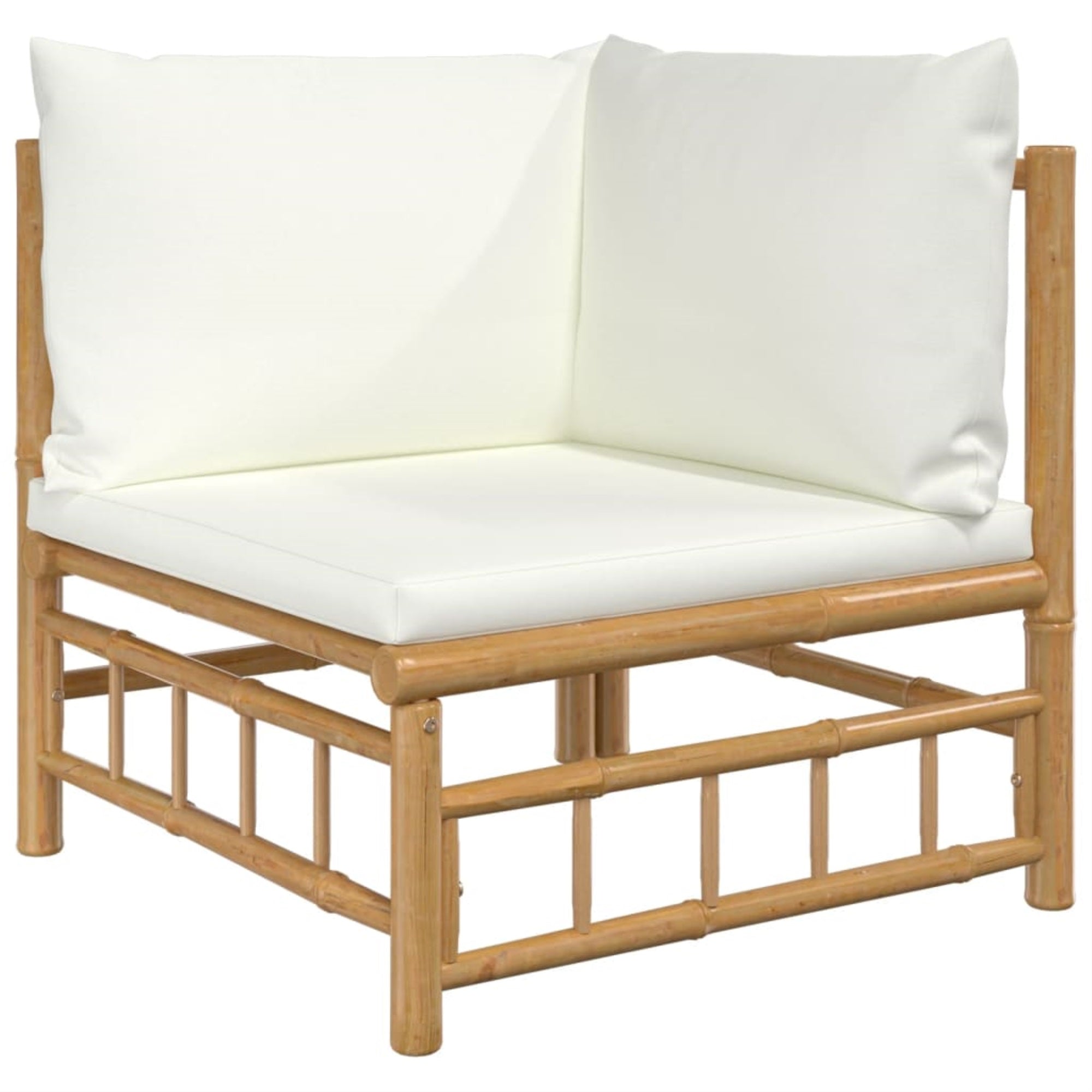 Vidaxl Patio Corner Sofa With Cream White Cushions Bamboo