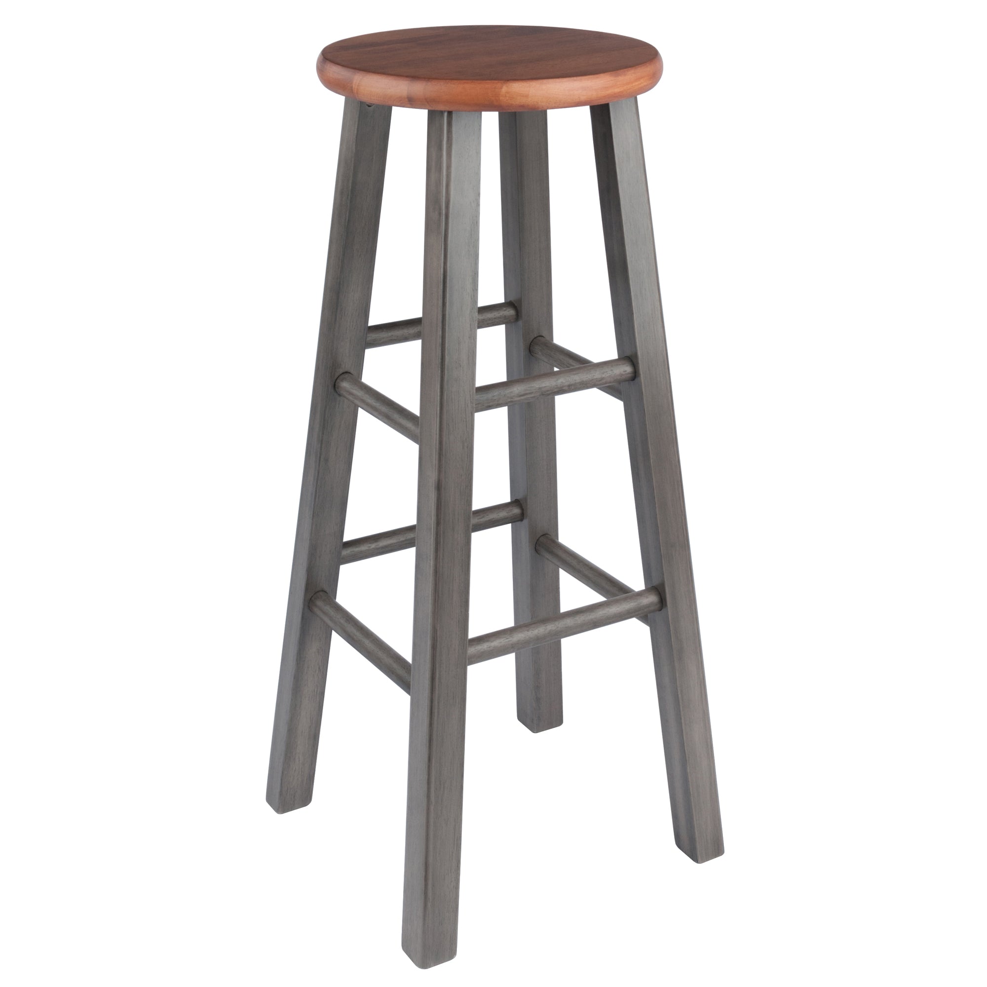 Casafoyer Wood Ivy Bar Stool | Rustic Teak & Gray | Farmhouse Charm