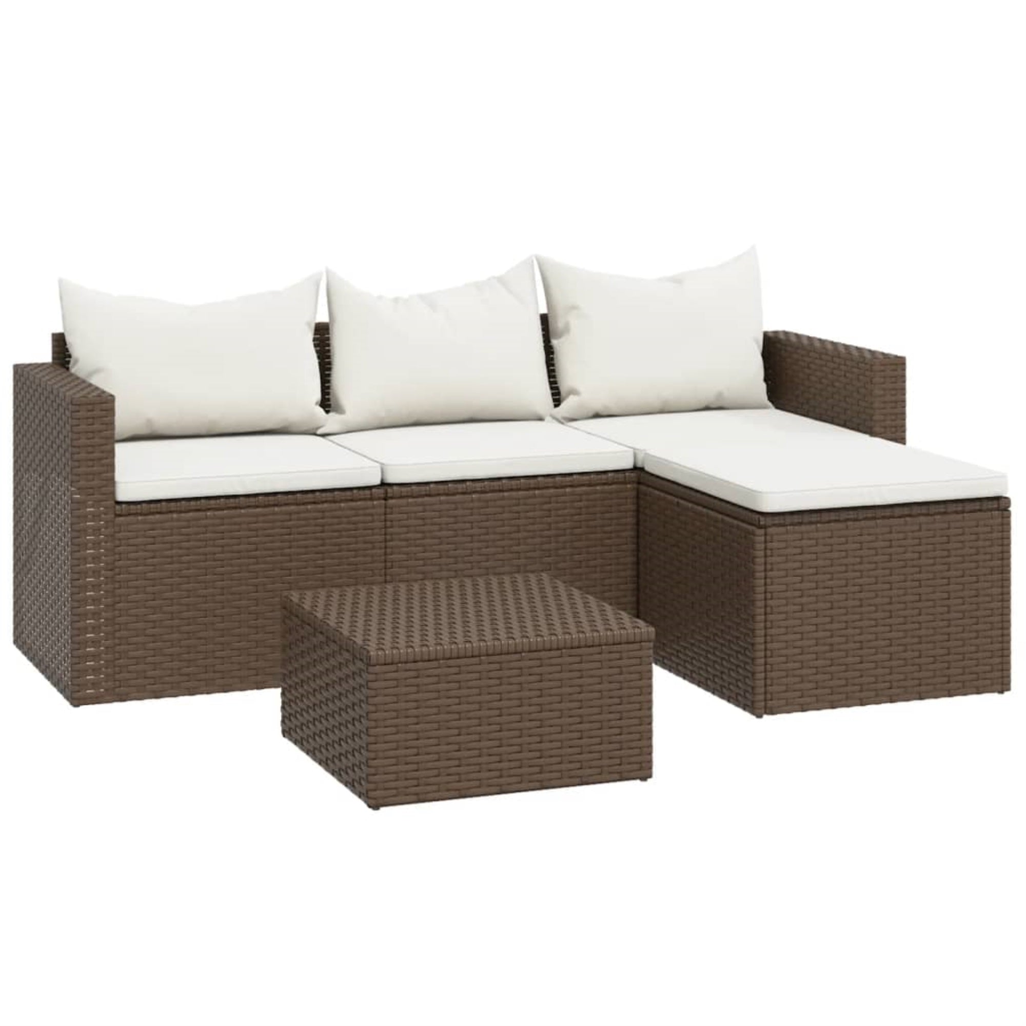 Vidaxl Patio Lounge Set Brown Poly Rattan