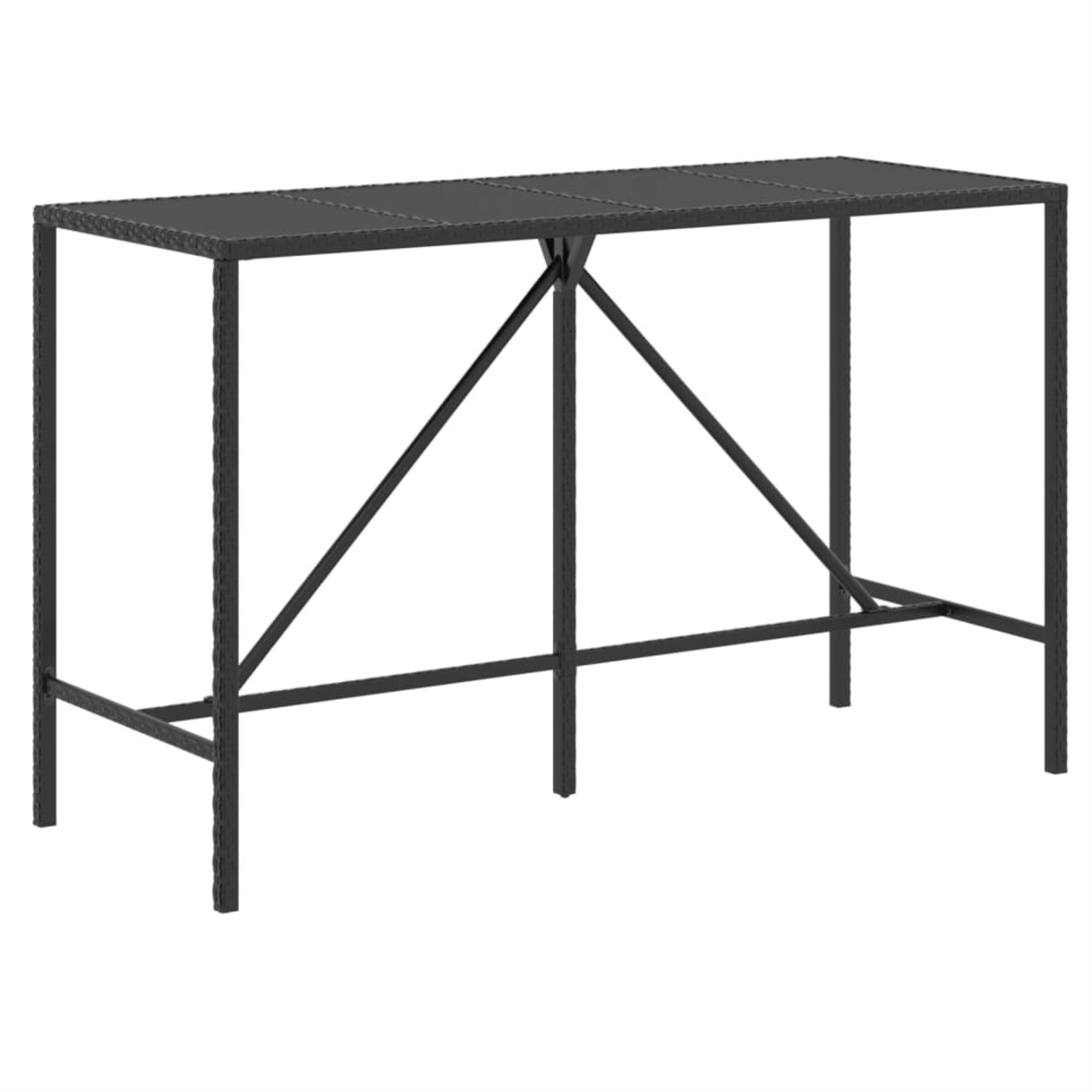 Vidaxl Bar Table With Glass Top Black 70.9'X27.6'X43.3' Poly Rattan