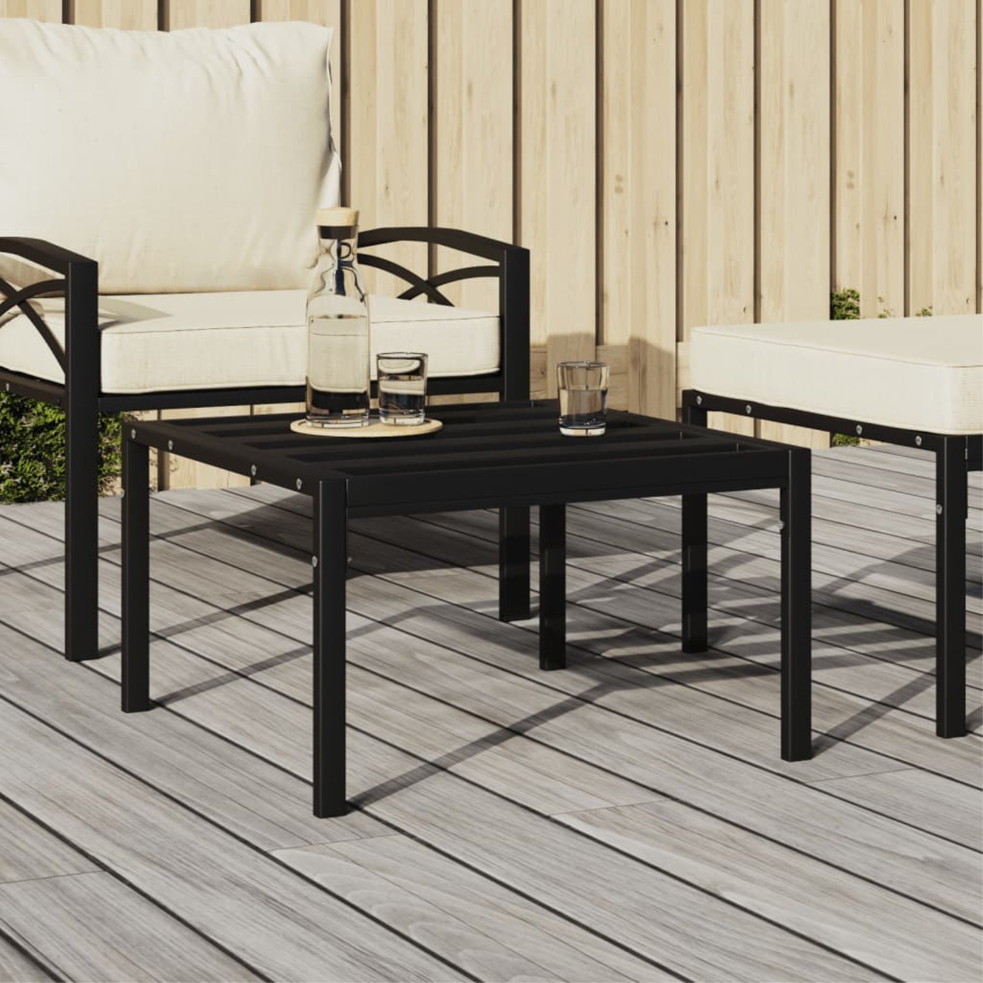 Vidaxl Patio Coffee Table Black 23.6'X23.6'X13.8' Steel