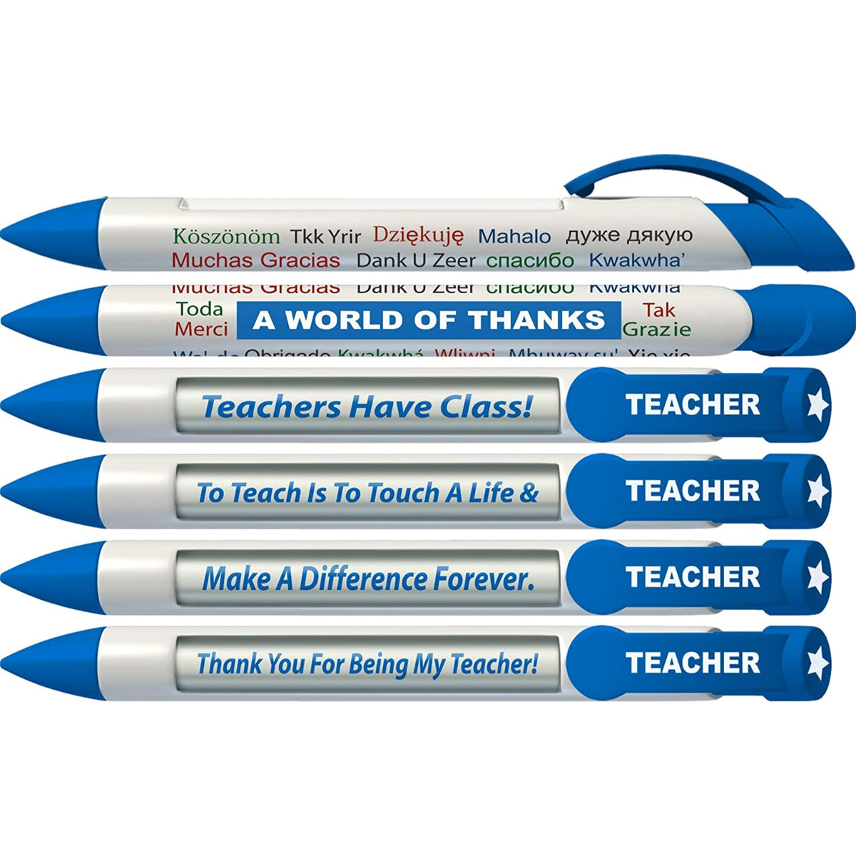 Greeting Pen Rotating Message Teacher Pen - World Of Thanks 6 Pack (36403)