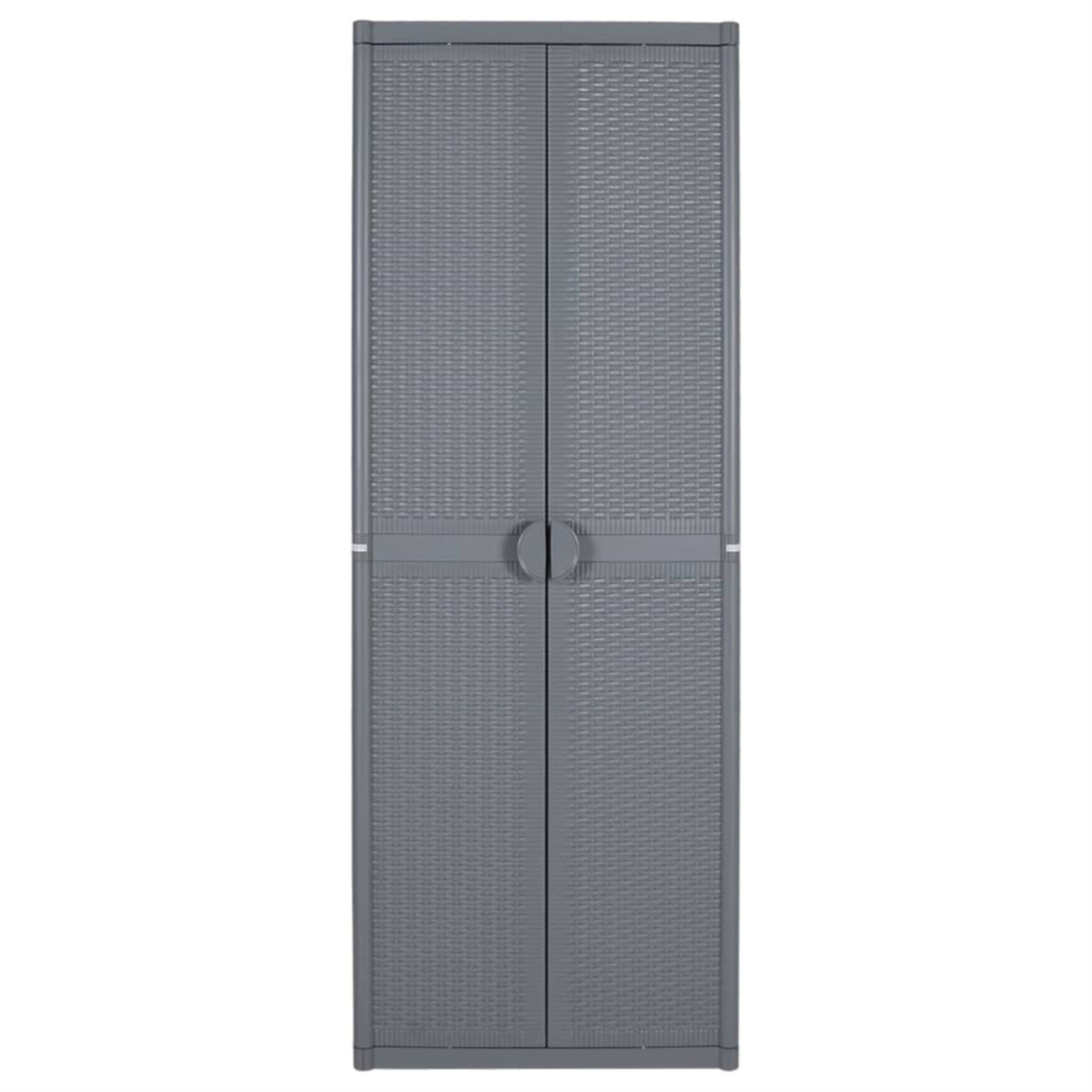 Vidaxl Garden Storage Cabinet Gray 25.6'X17.7'X67.7' Pp Rattan