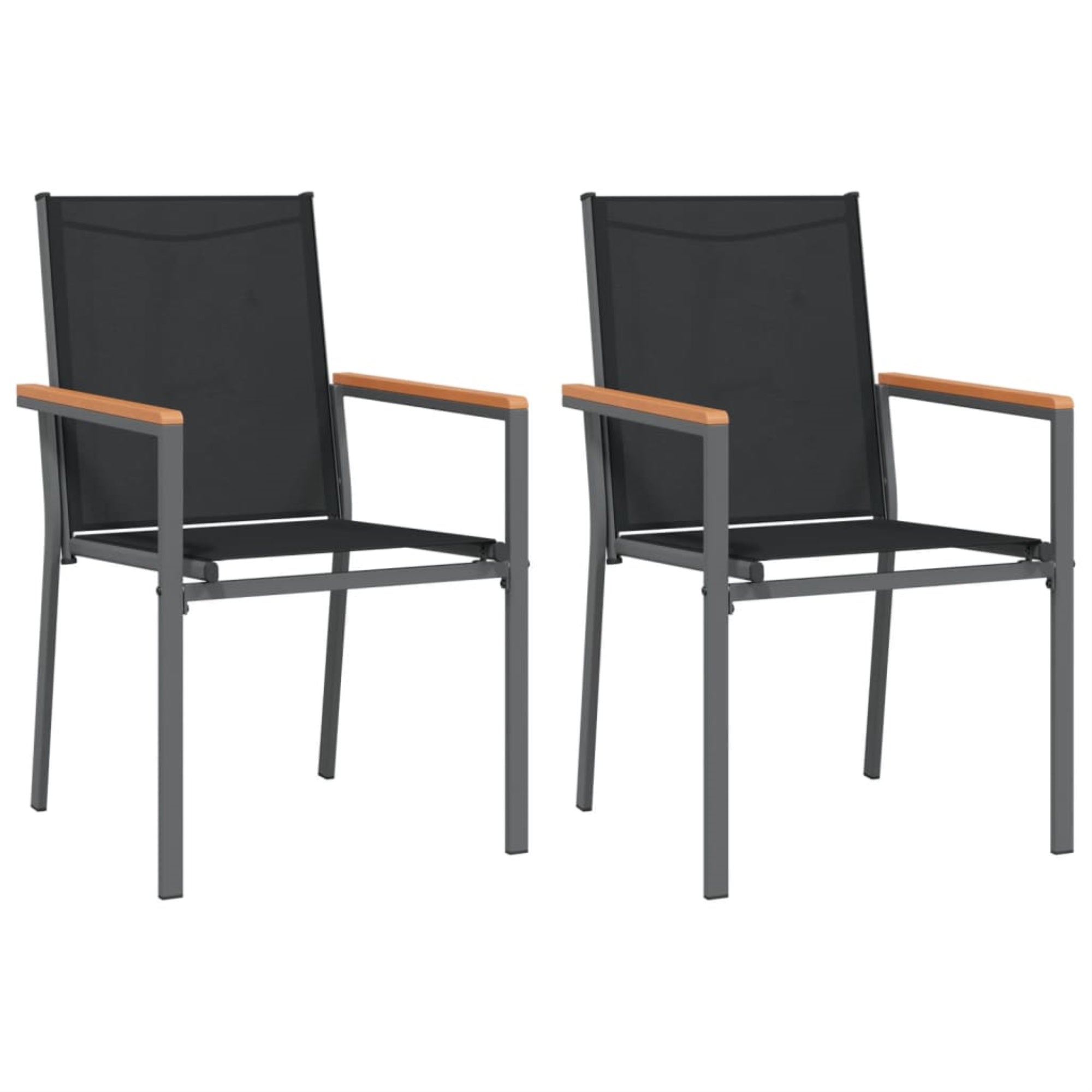 Vidaxl Patio Chairs 2 Pcs Black 21.7'X24.2'X35.4' Textilene And Steel