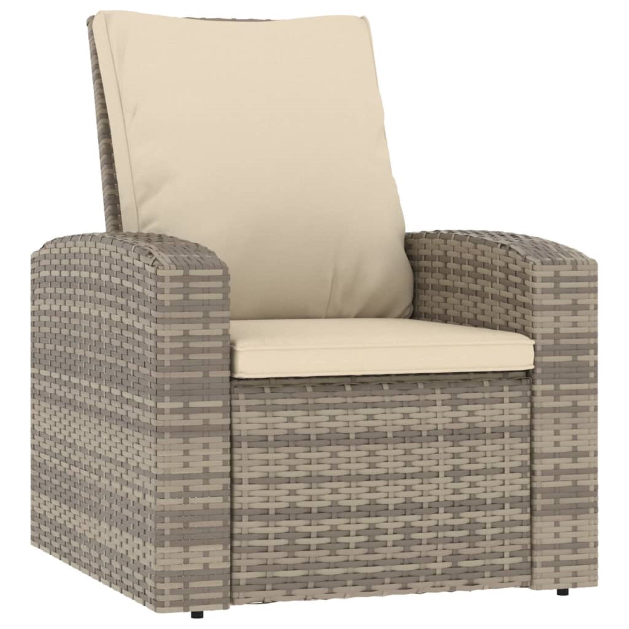 Vidaxl Patio Reclining Chair With Cushions Light Brown Poly Rattan