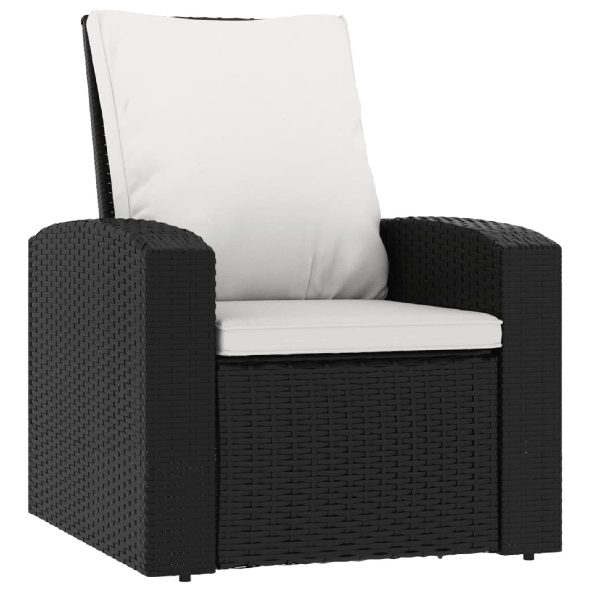 Vidaxl Patio Reclining Chair With Cushions Black Poly Rattan