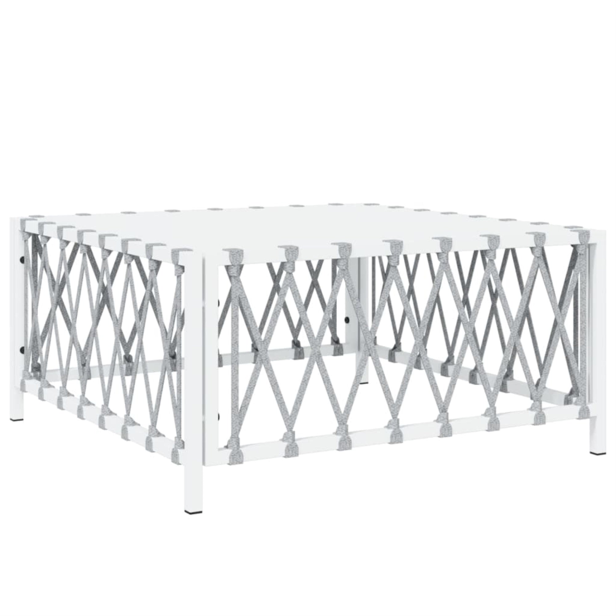 Vidaxl Patio Table White 27.6'X27.6'X13.4' Woven Fabric
