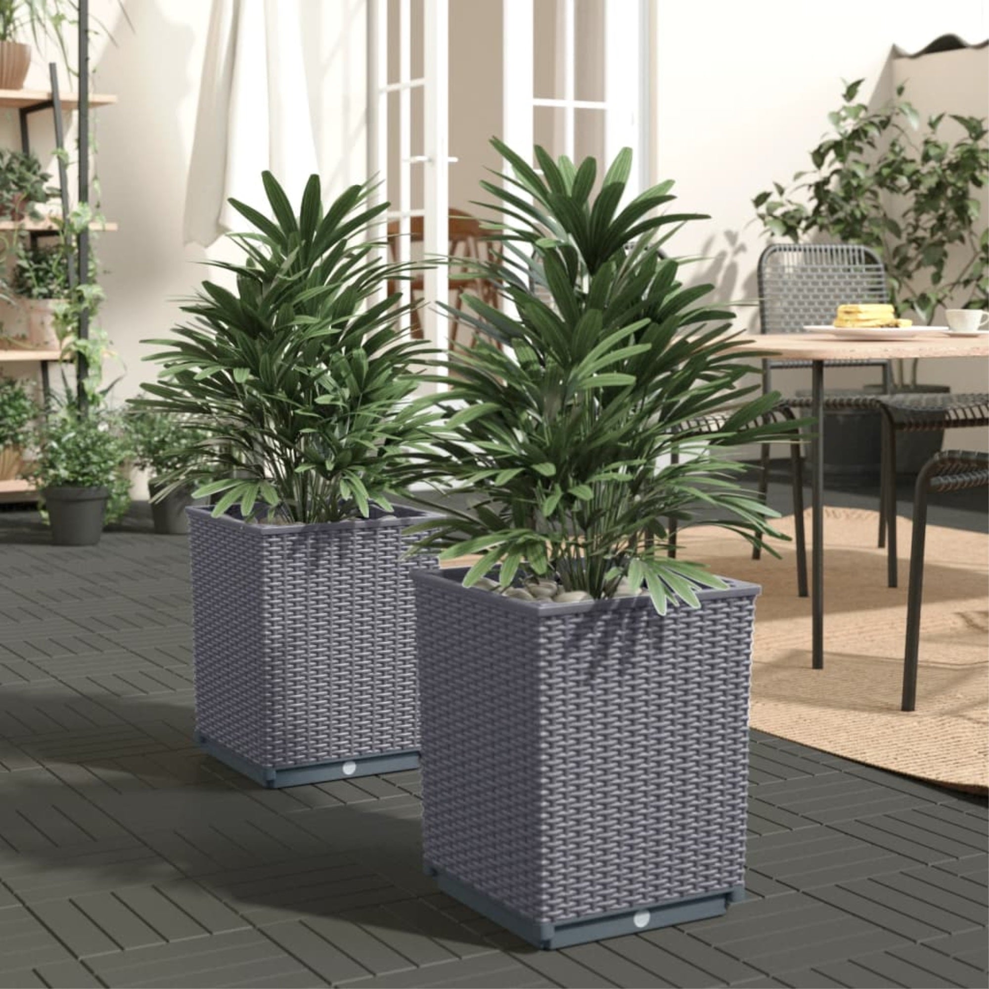 Vidaxl Planters 2 Pcs Dark Gray 11.8'X11.8'X14.6' Polypropylene