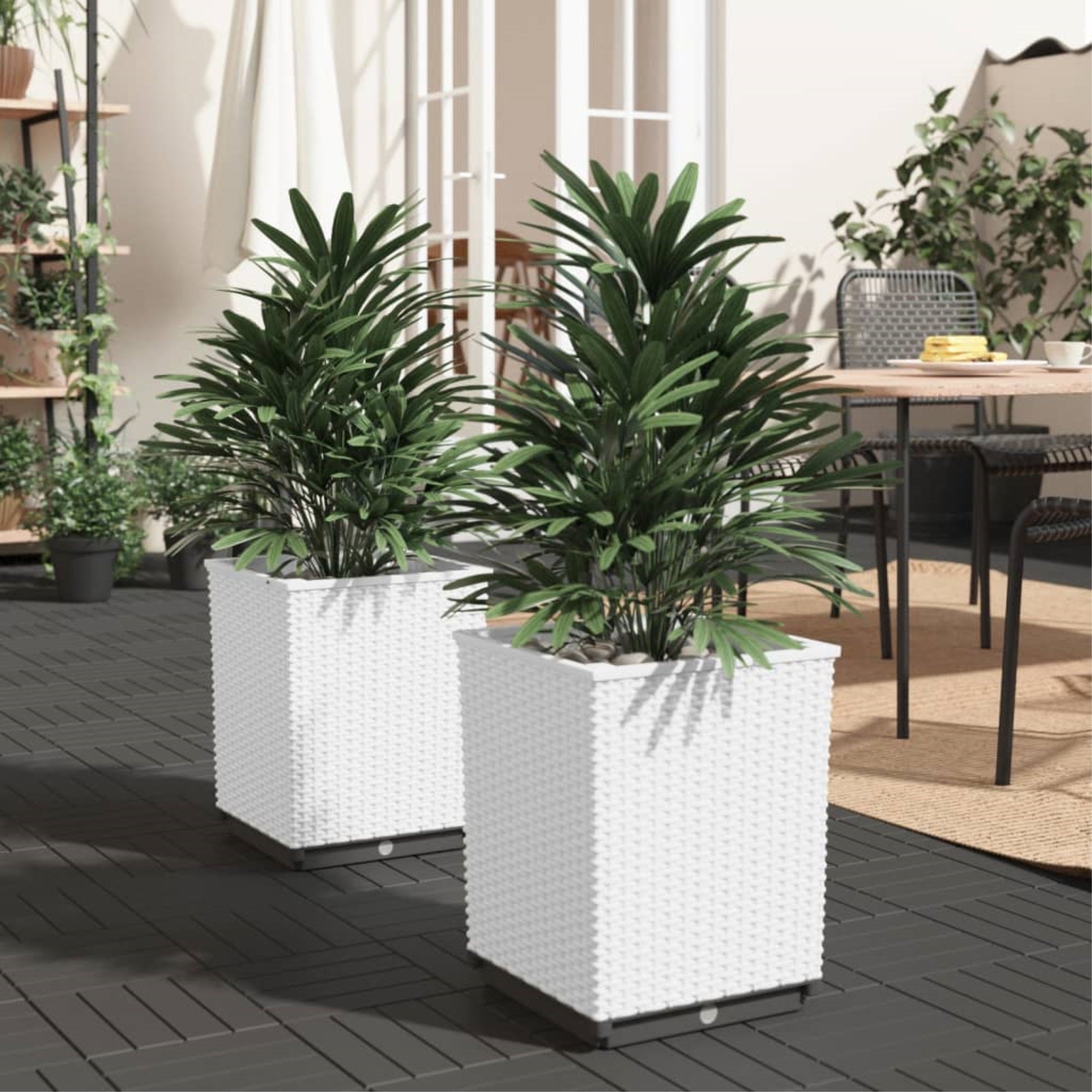 Vidaxl Planters 2 Pcs White 11.8'X11.8'X14.6' Polypropylene