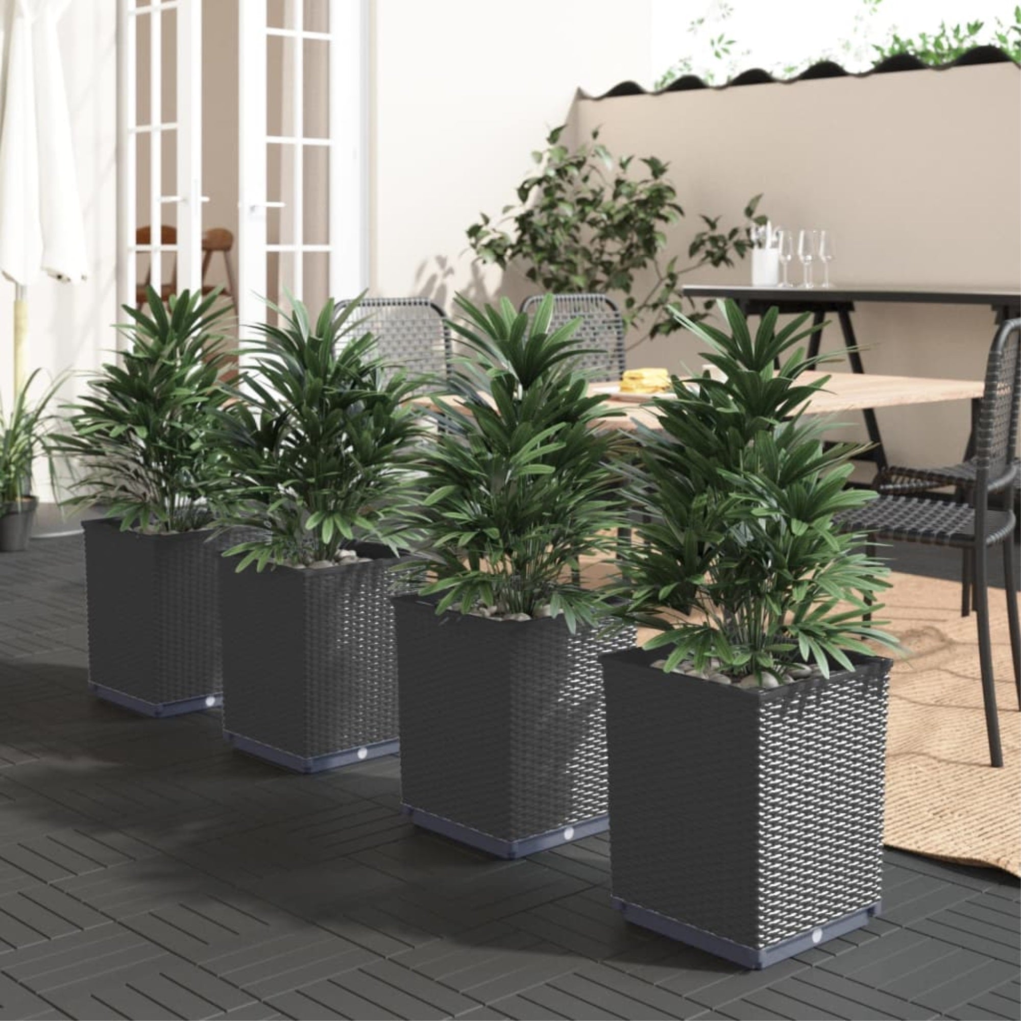 Vidaxl Planters 4 Pcs Black 11.8'X11.8'X14.6' Polypropylene