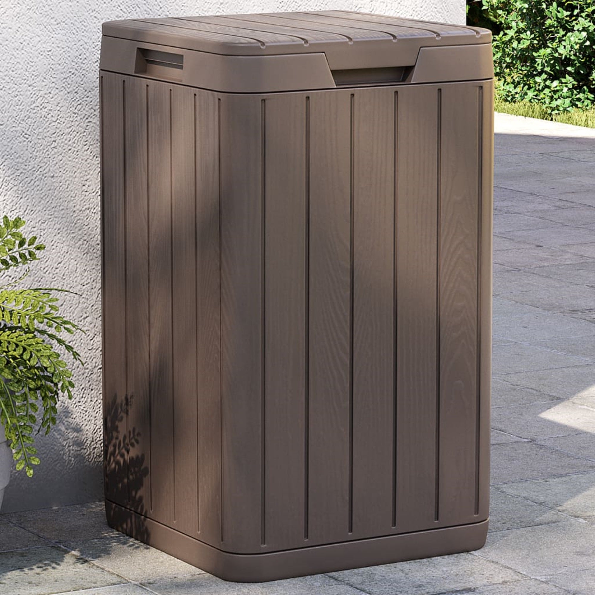 vidaXL Outdoor Garbage Bin Brown 15″x15″x25.6″ PP