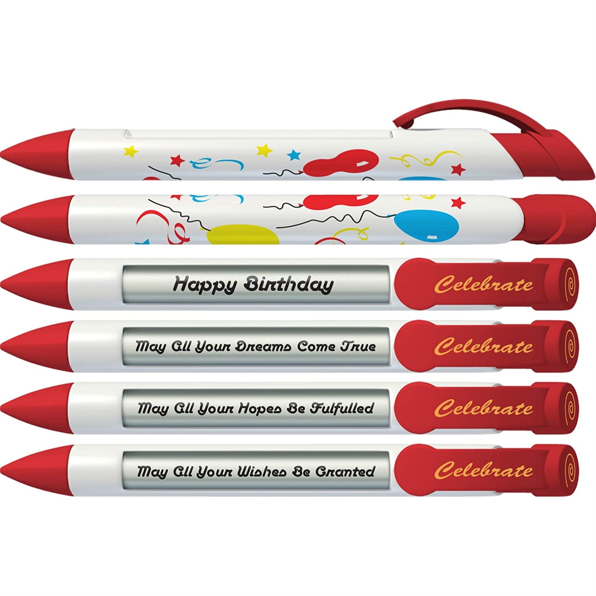 Greeting Pen Celebrate Birthday Pens With Rotating Messages, 6 Pen Set (36501)
