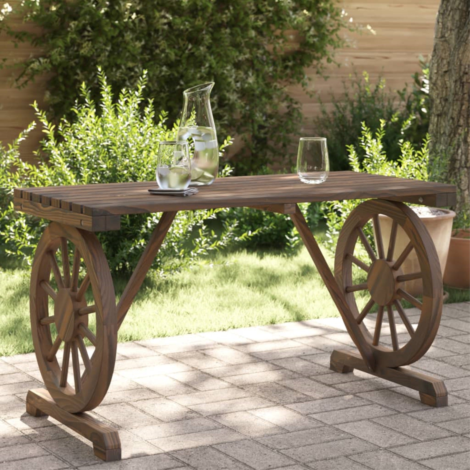 vidaXL Patio Table 45.3″x21.7″x25.6″ Solid Wood Fir