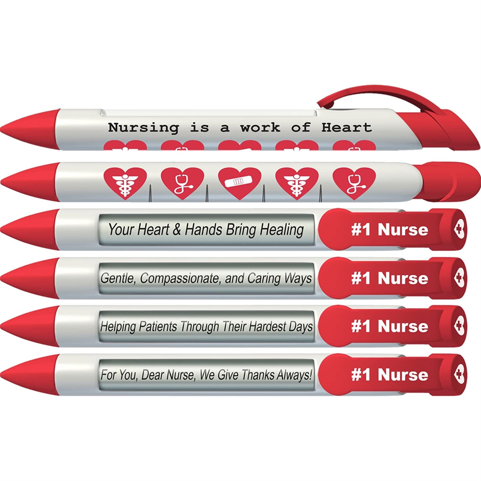 Greeting Pen Nurses Have Heart #1 Nurse Pens With Rotating Messages, 6 Pen Set (36541)