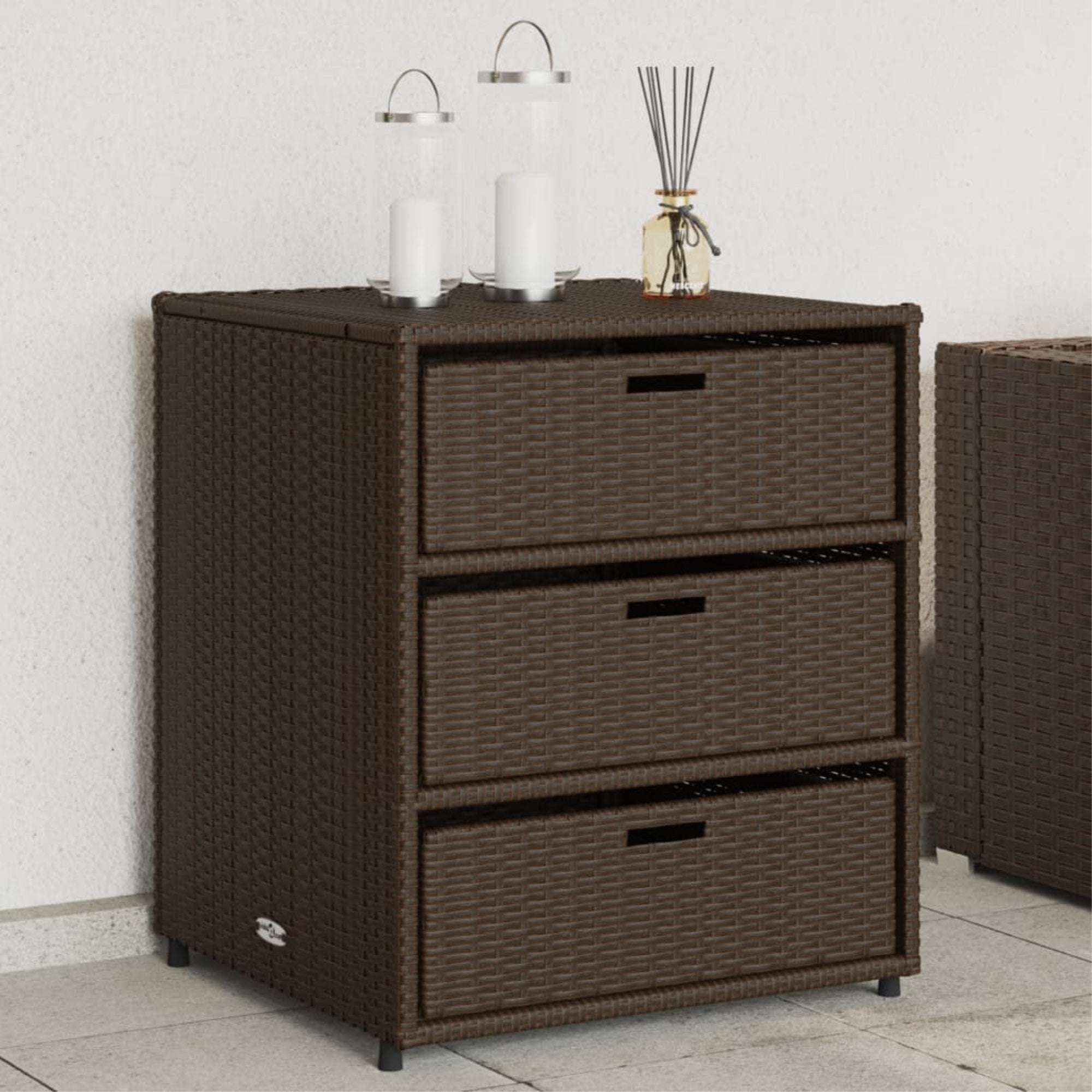 Vidaxl Patio Storage Cabinet Brown 21.7'X23.2'X27.2' Poly Rattan