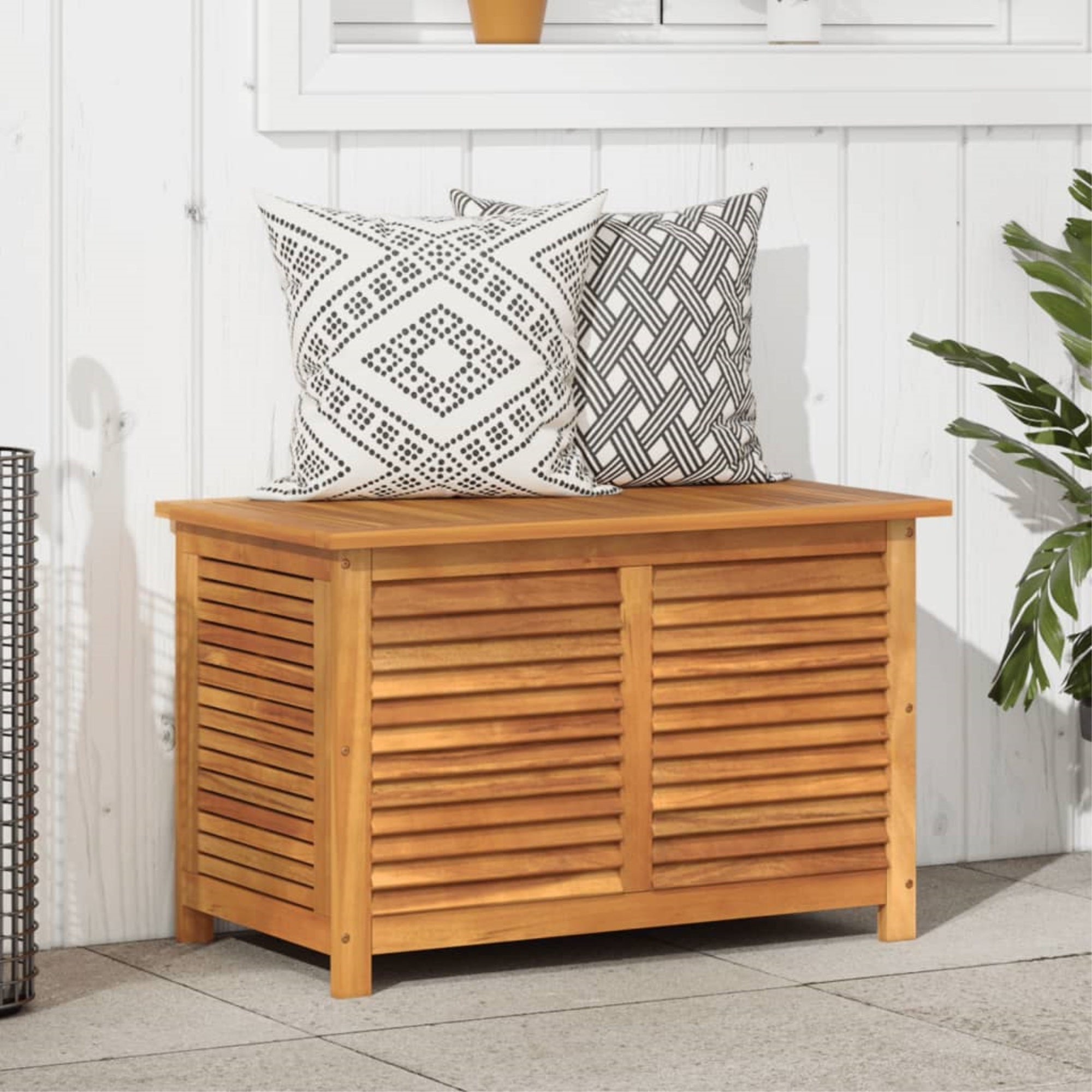 vidaXL Garden Storage Box with Louver 35.4″x19.7″x22″ Solid Wood Acacia