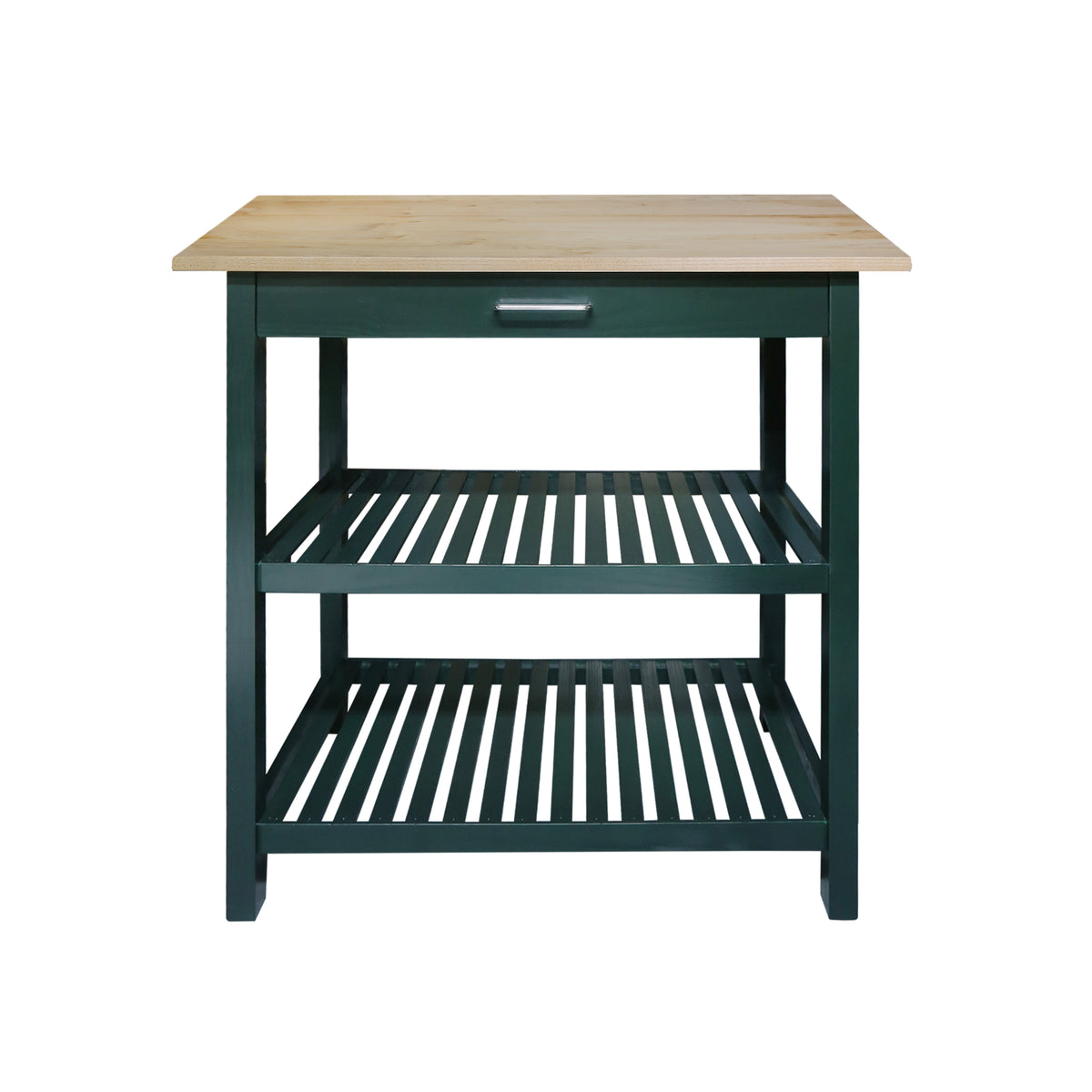 Kitchen Island With Solid American Hardwood Top, Hunter Green