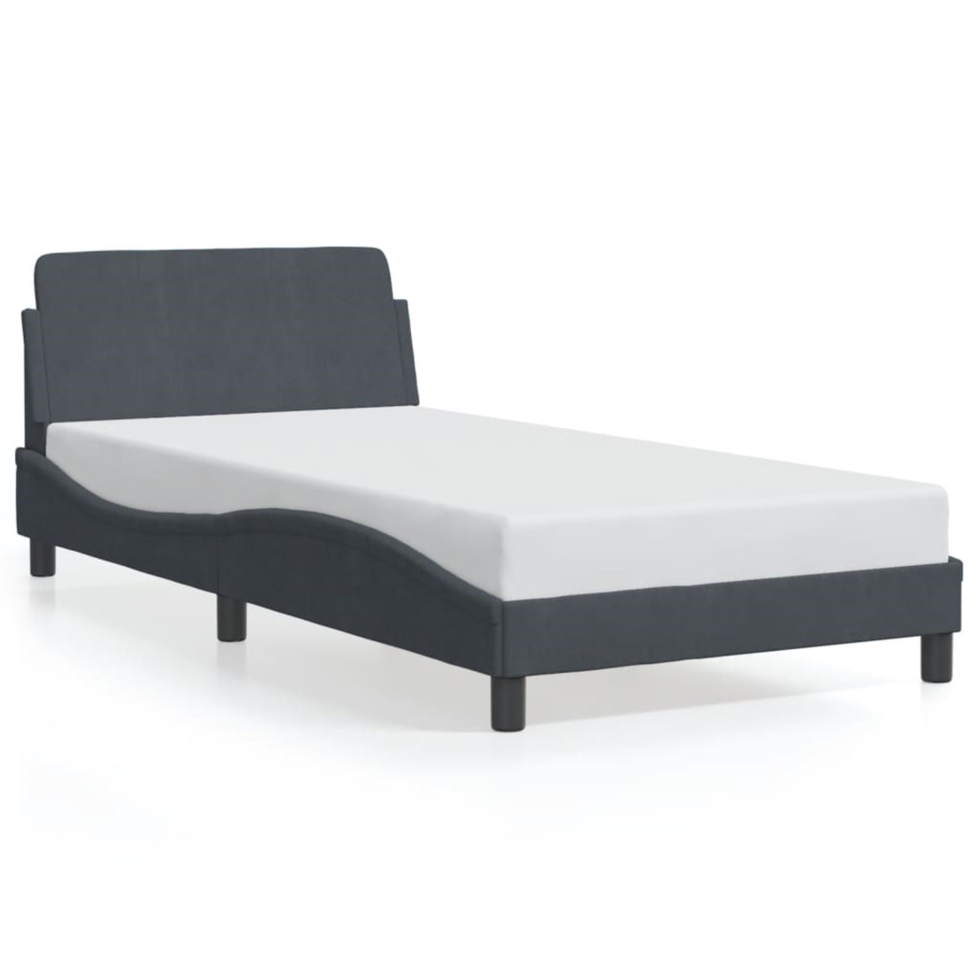 vidaXL Bed Frame with Headboard Dark Gray 39.4″x79.9″ Twin XL Velvet