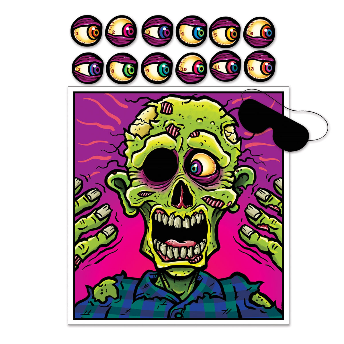 Pin The Eyeball On The Zombie Game, (Pack Of 24)