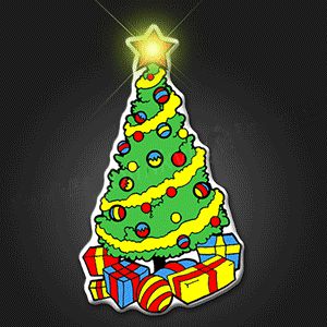 Tree with Gifts Flashing Body Light Lapel Pins