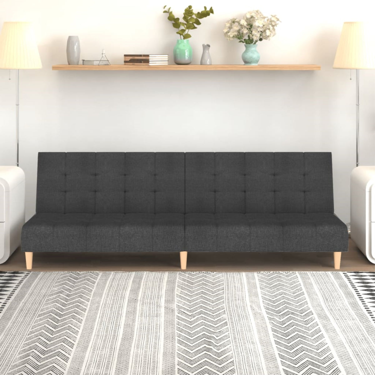 Vidaxl 2-Seater Sofa Bed Dark Gray Fabric