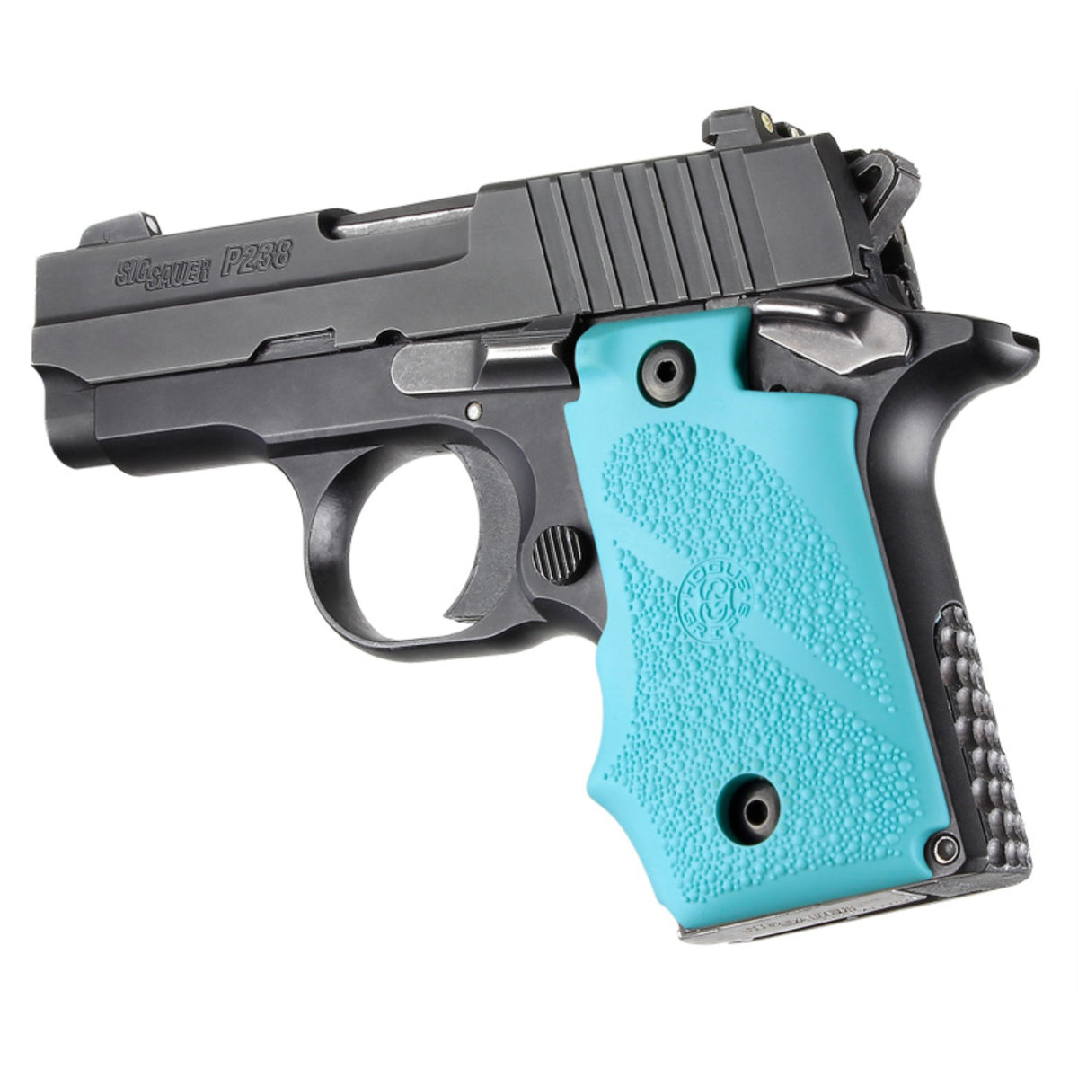 Hogue Sig Sauer P238 Rubber Gripfinger Grooves Aqua