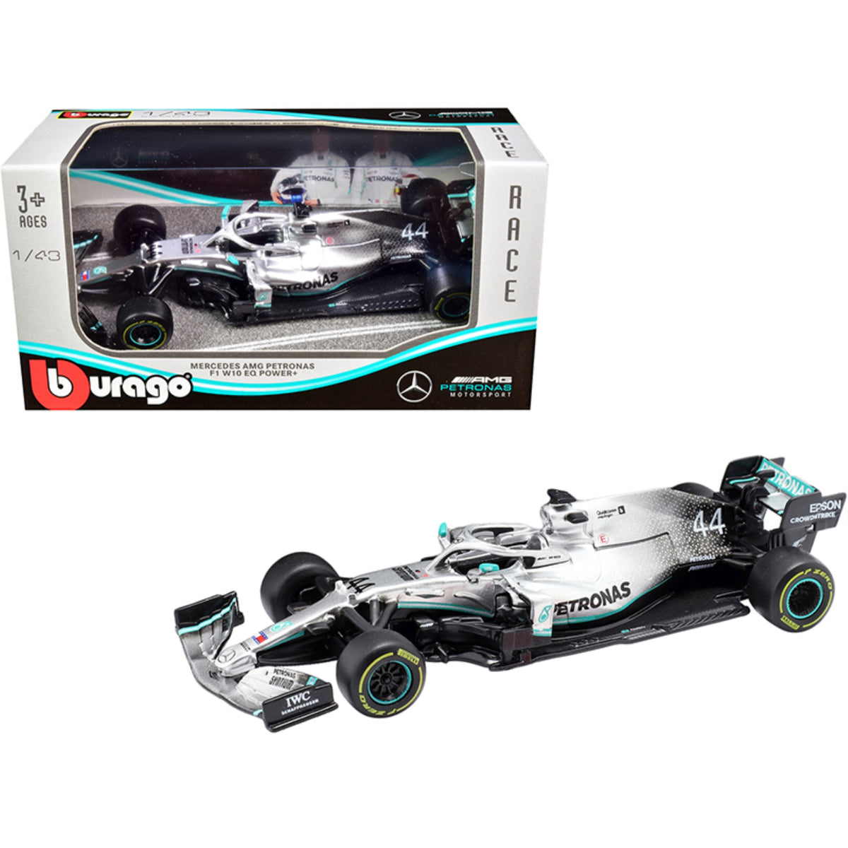 Mercedes Amg Petronas F1 W10 Eq Power+ #44 Lewis Hamilton F1 Formula One (2019) 1/43 Diecast Model Car By Bburago