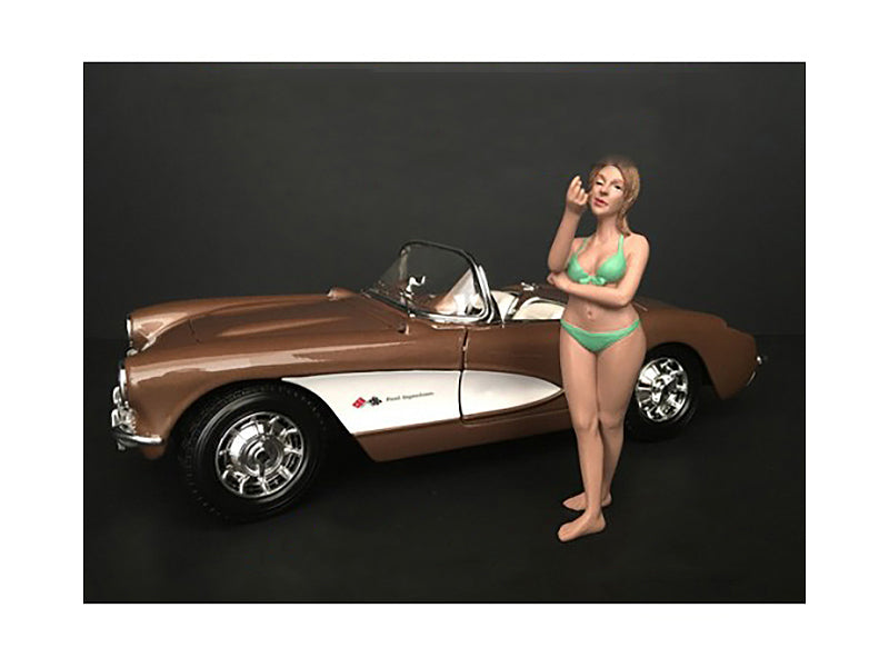 August Bikini Calendar Girl Figurine For 1/18 Scale Models By American Diorama