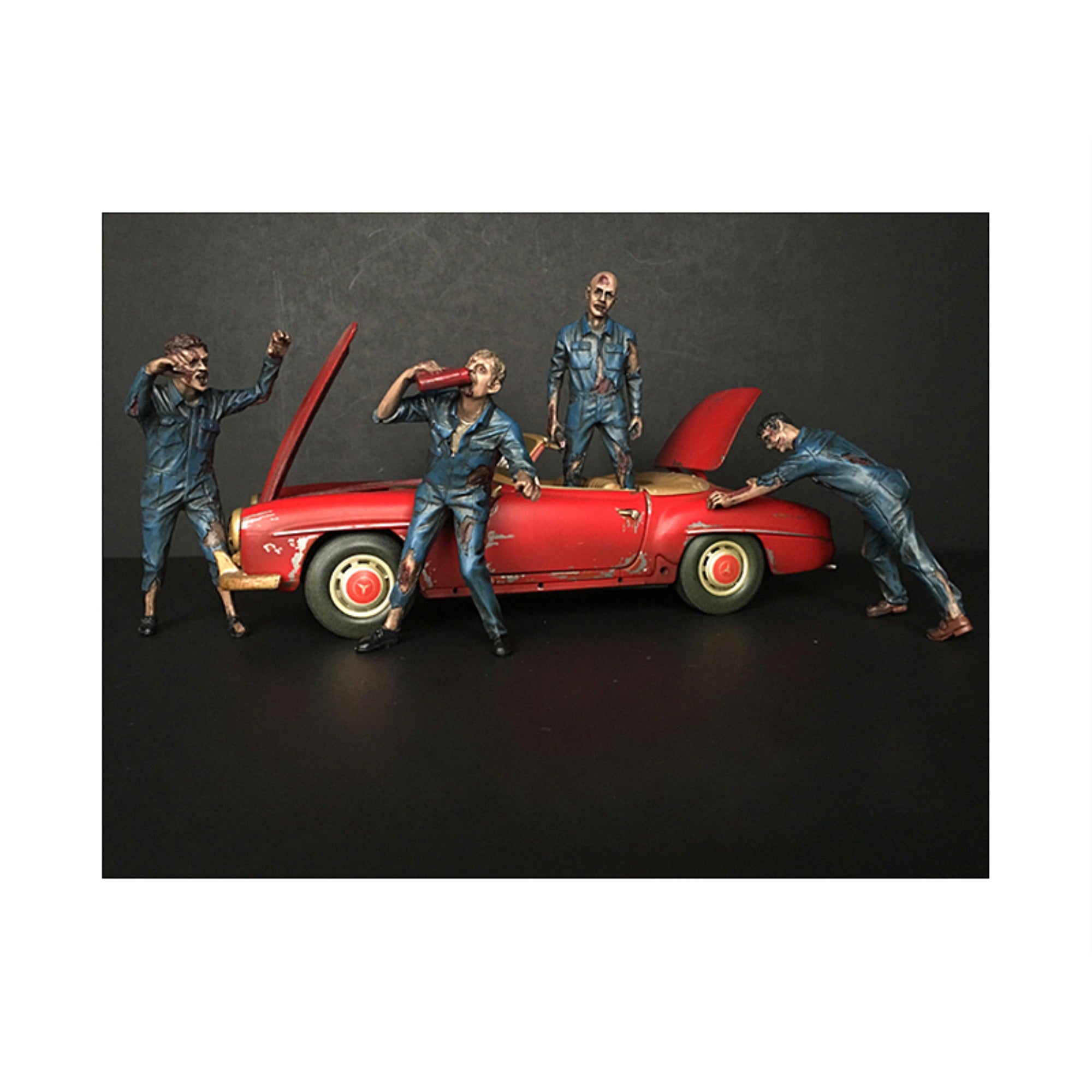 Zombie Mechanics 4 Piece Figurine Set 'Got Zombies??' For 1/18 Scale Models By American Diorama