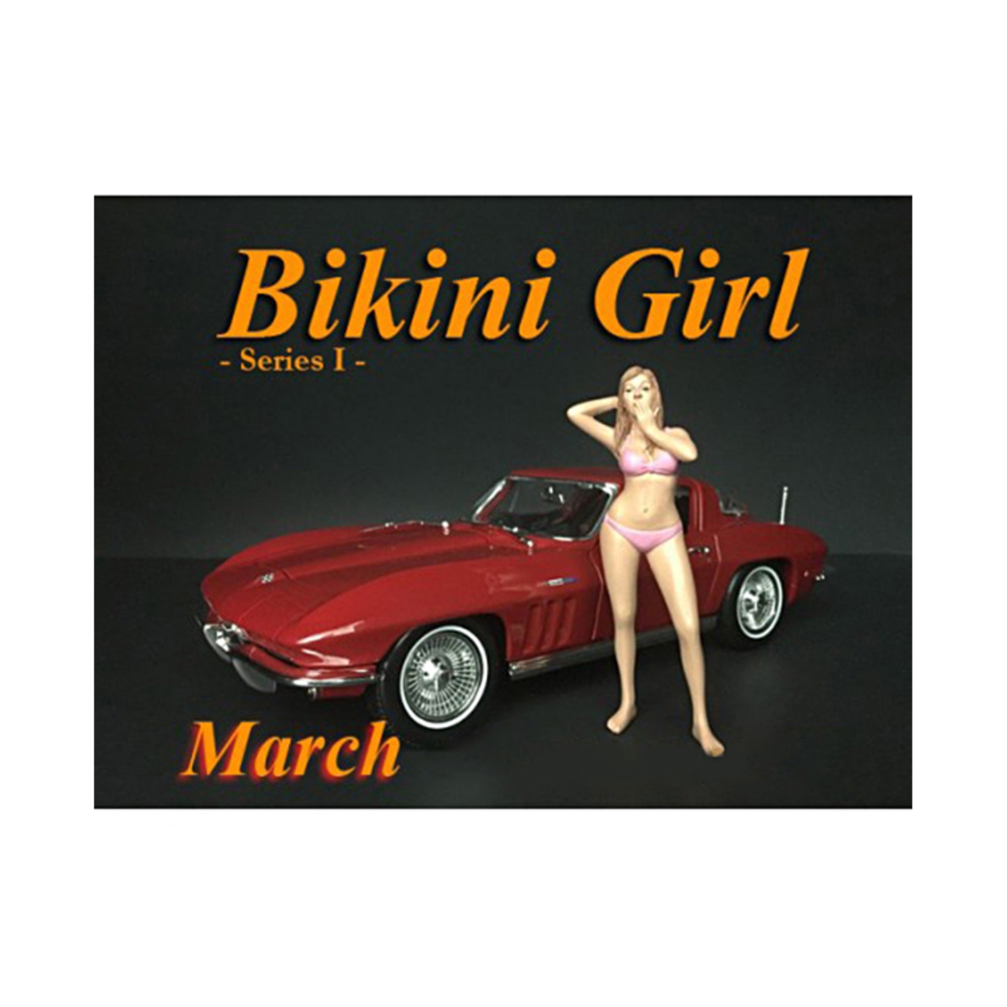 American Diorama March Bikini Calendar Girl Figure For 1/24 Scale Models