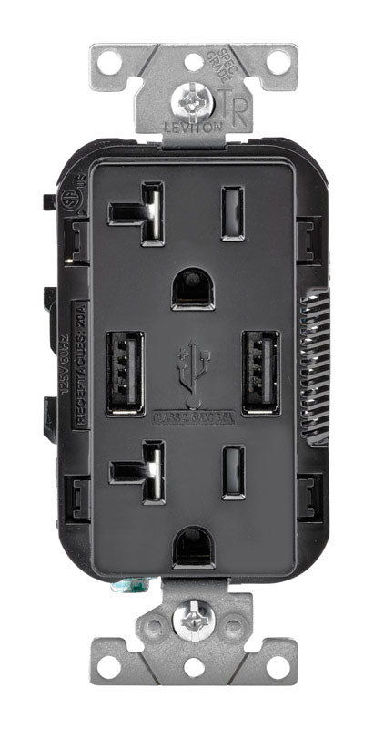 Usb Outlet 20Amp Black (Pack Of 1)