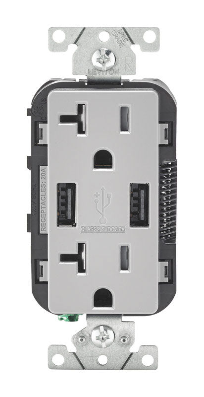 Usb Outlet 20Amp Gray (Pack Of 1)