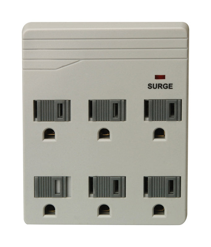 Surge Wall Tap 6Out Gry (Pack Of 1)