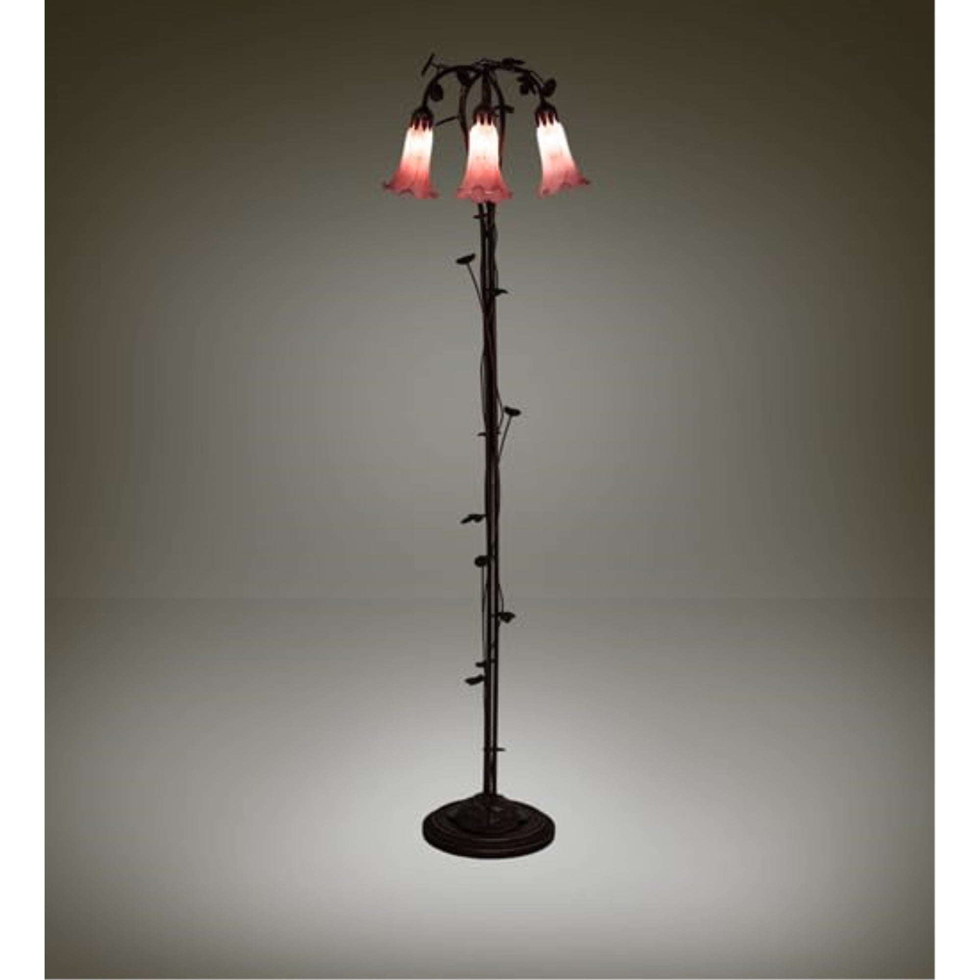 58' High Pink Tiffany Pond Lily 3 Light Floor Lamp
