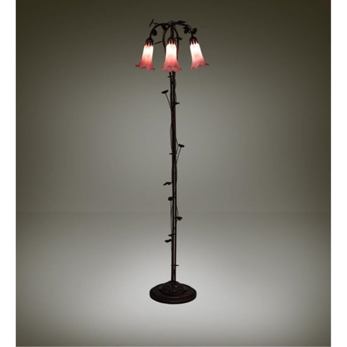 58' High Pink Tiffany Pond Lily 3 Light Floor Lamp