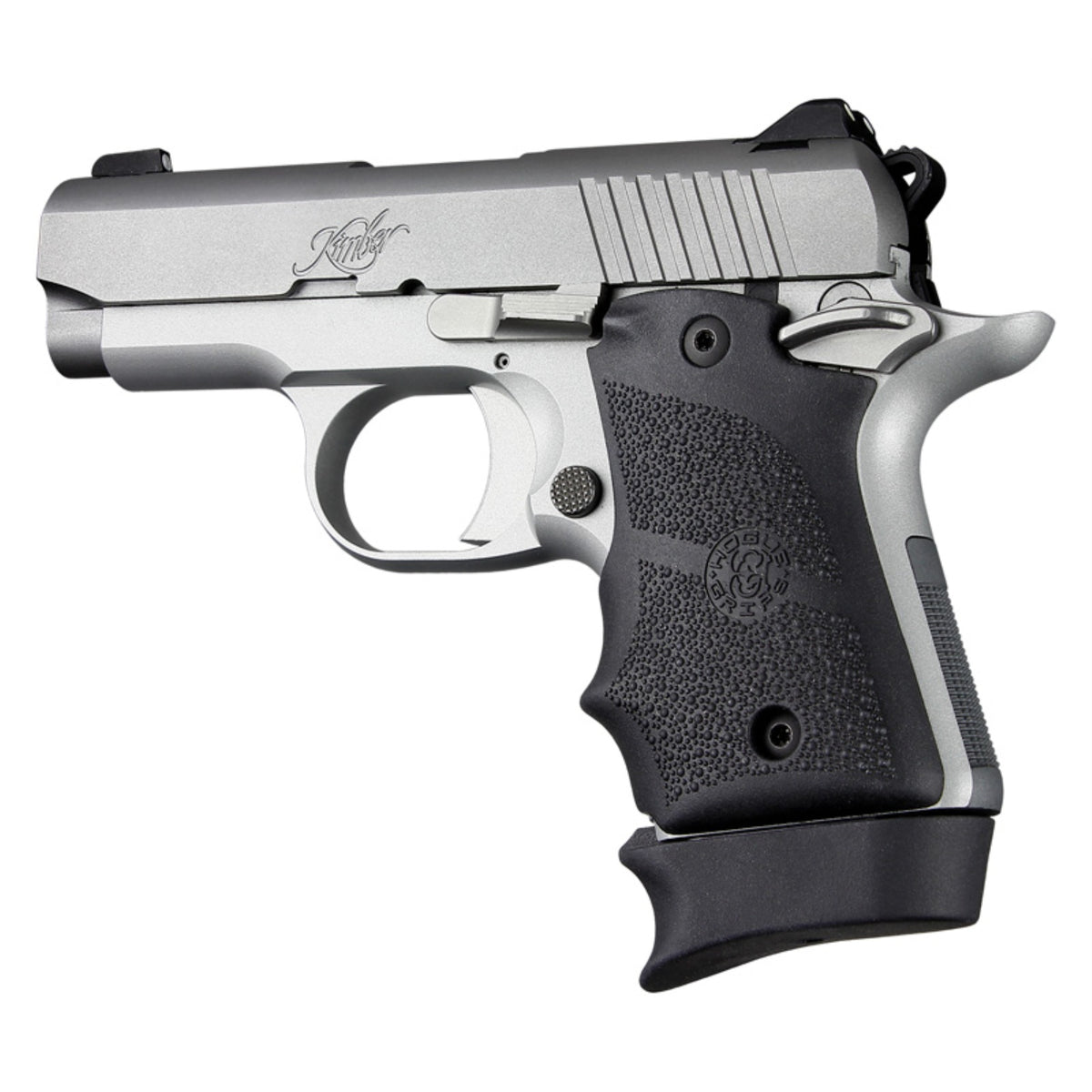 Hogue Kimber Micro 9 (Ambi Safety): Black Rubber Grip With Finger Grooves