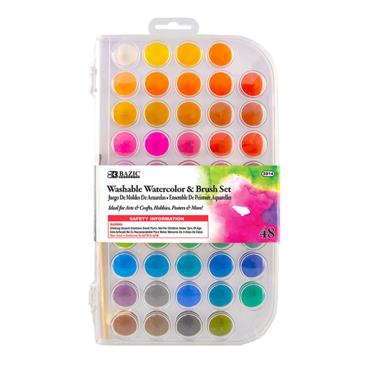 Bazic 48 Ct. Watercolor W/ Brush