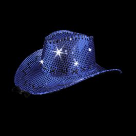 LED Sequin Cowboy Hat with Fancy Stitching Blue