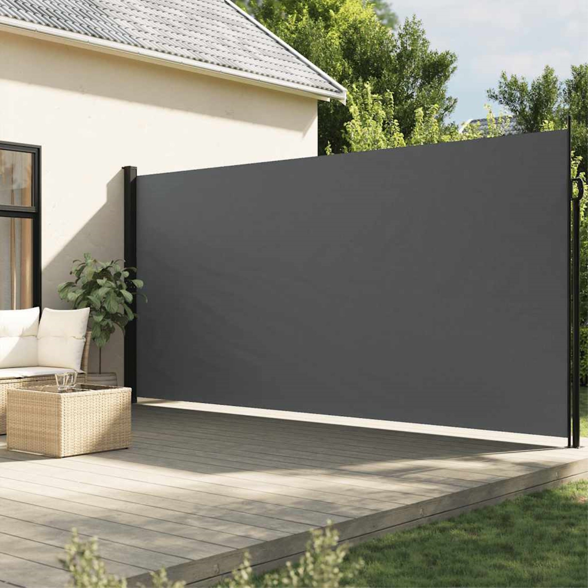 vidaXL Retractable Side Awning Anthracite 78.7″x196.9″