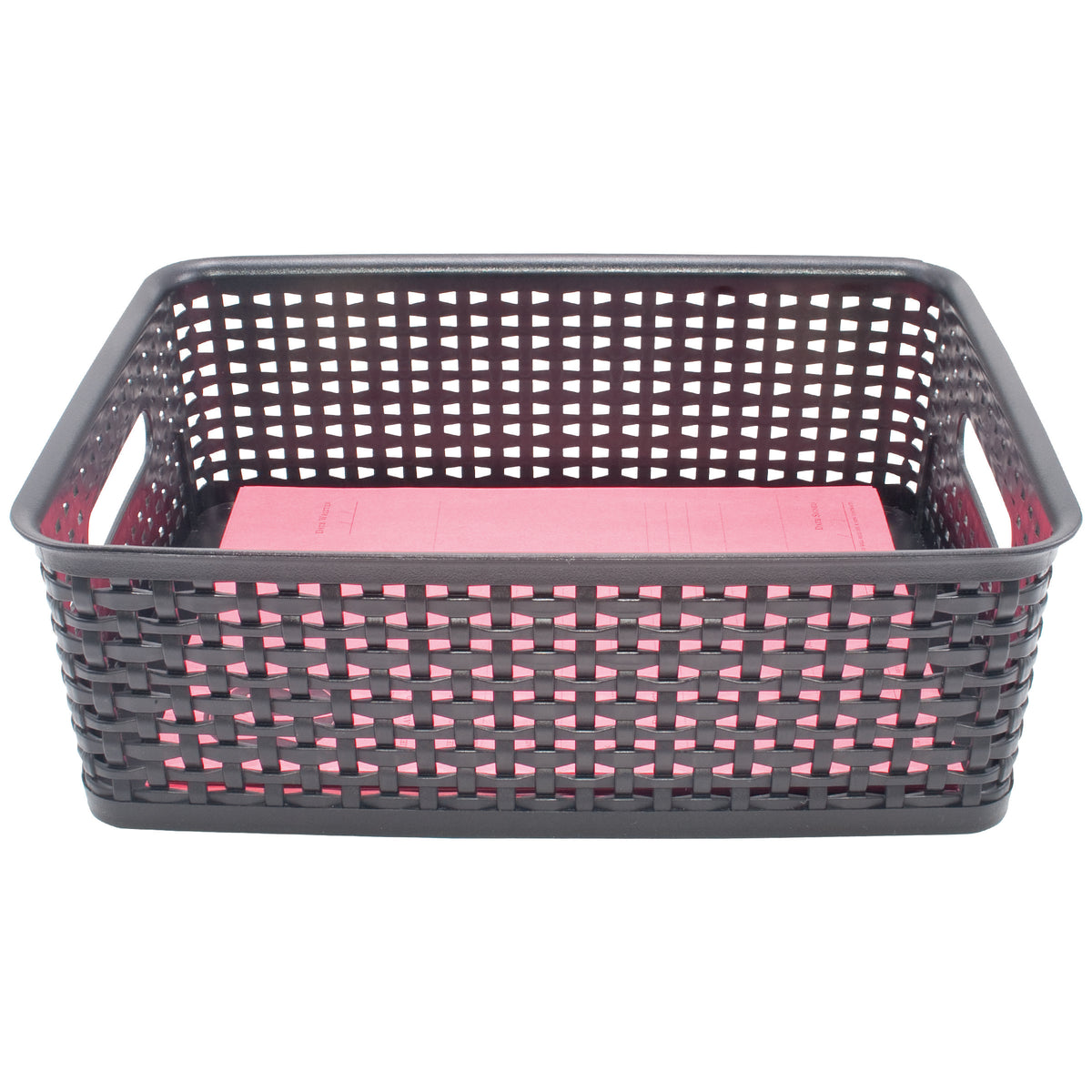 Plastic Weave Bin, Medium, Black (2-Pack)