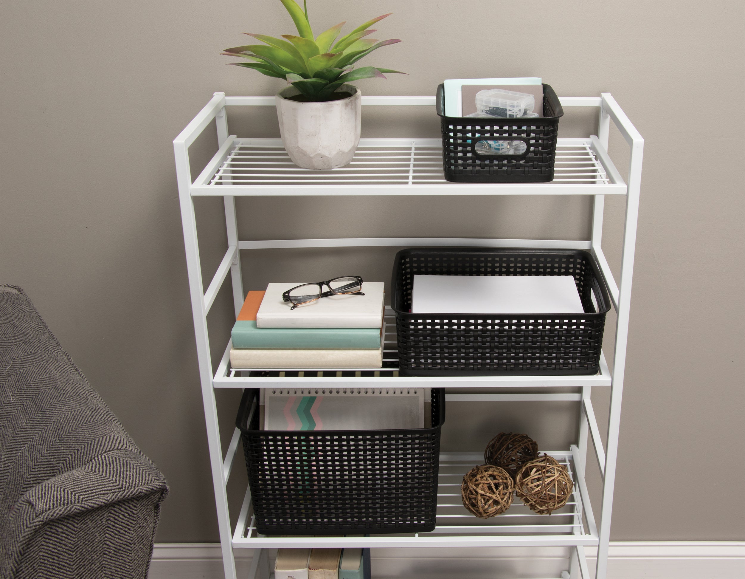 3 Pack Plastic Weave Bin: 1 Ea Small, Medium, Large