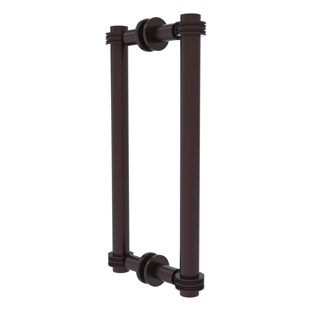 Contemporary 8 Inch Back to Back Shower Door Pull with Dotted Accent - 404D-8BB-ABZ