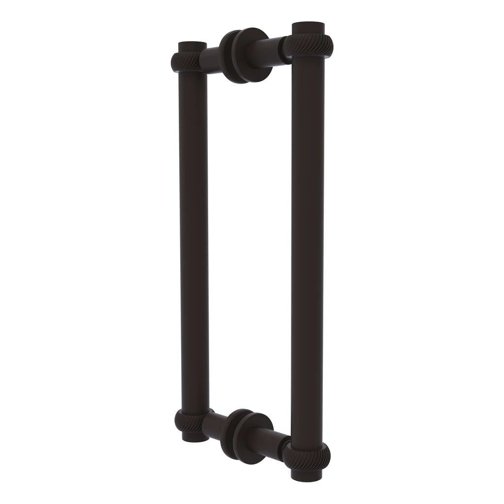 Contemporary 18 Inch Back to Back Shower Door Pull with Twisted Accent - 404T-18BB-ORB
