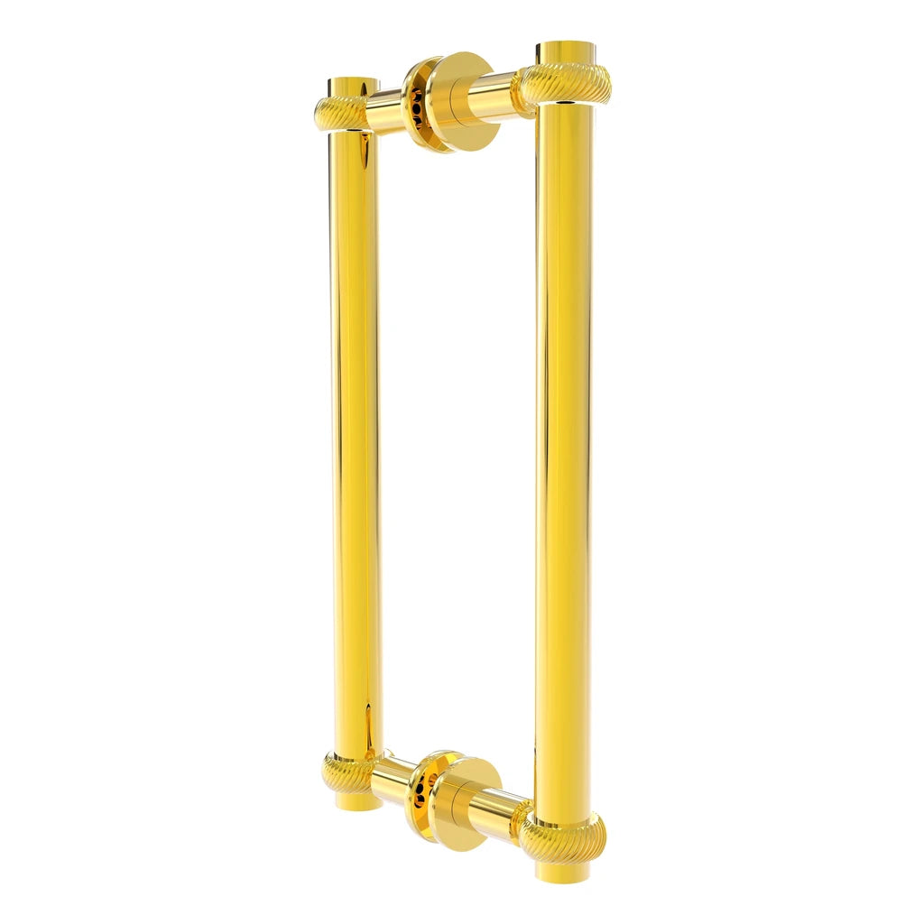 Contemporary 8 Inch Back to Back Shower Door Pull with Twisted Accent - 404T-8BB-PB
