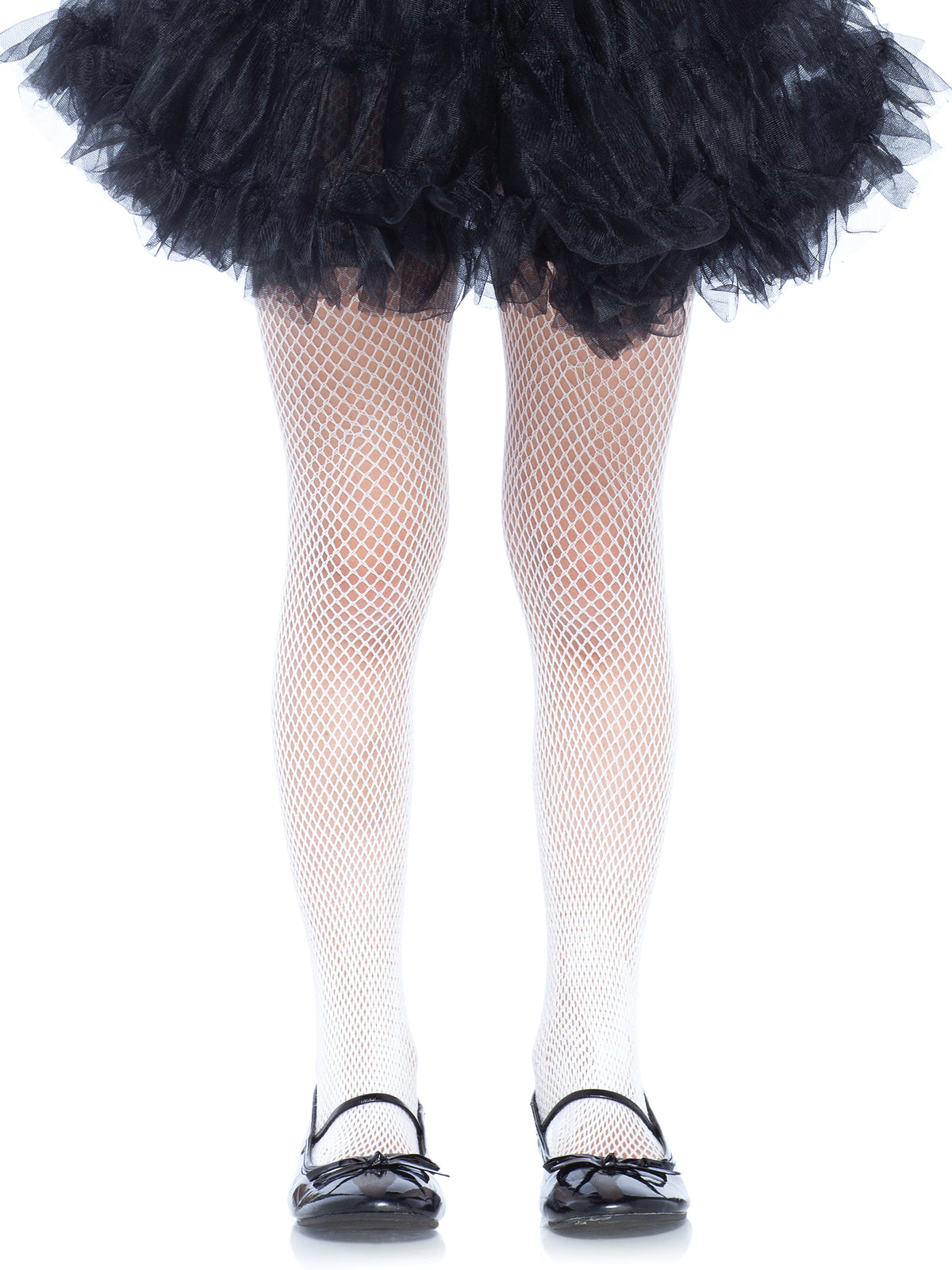 Girls Fishnet Medium White Med